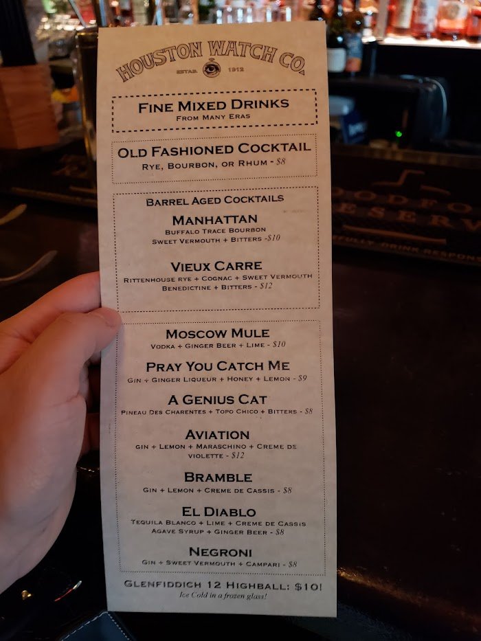 Houston Watch Company Review: A Cocktail Bar Worth Your Time