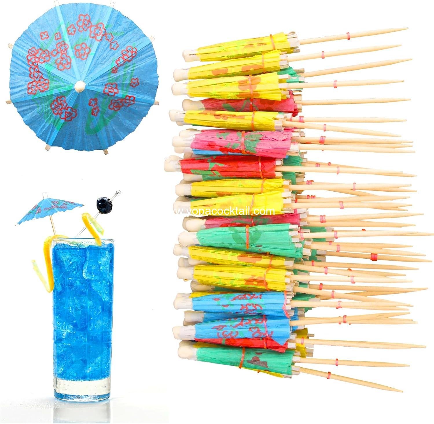 Cocktail Umbrella Picks, 50-Pack Drink Umbrella Toothpicks, Colorful 4-inch Paper Umbrellas for Drinks, Mini Umbrella Toppers, Tiny Umbrella Toothpicks Cupcake Topper for Summer Hawaiian Party Decor