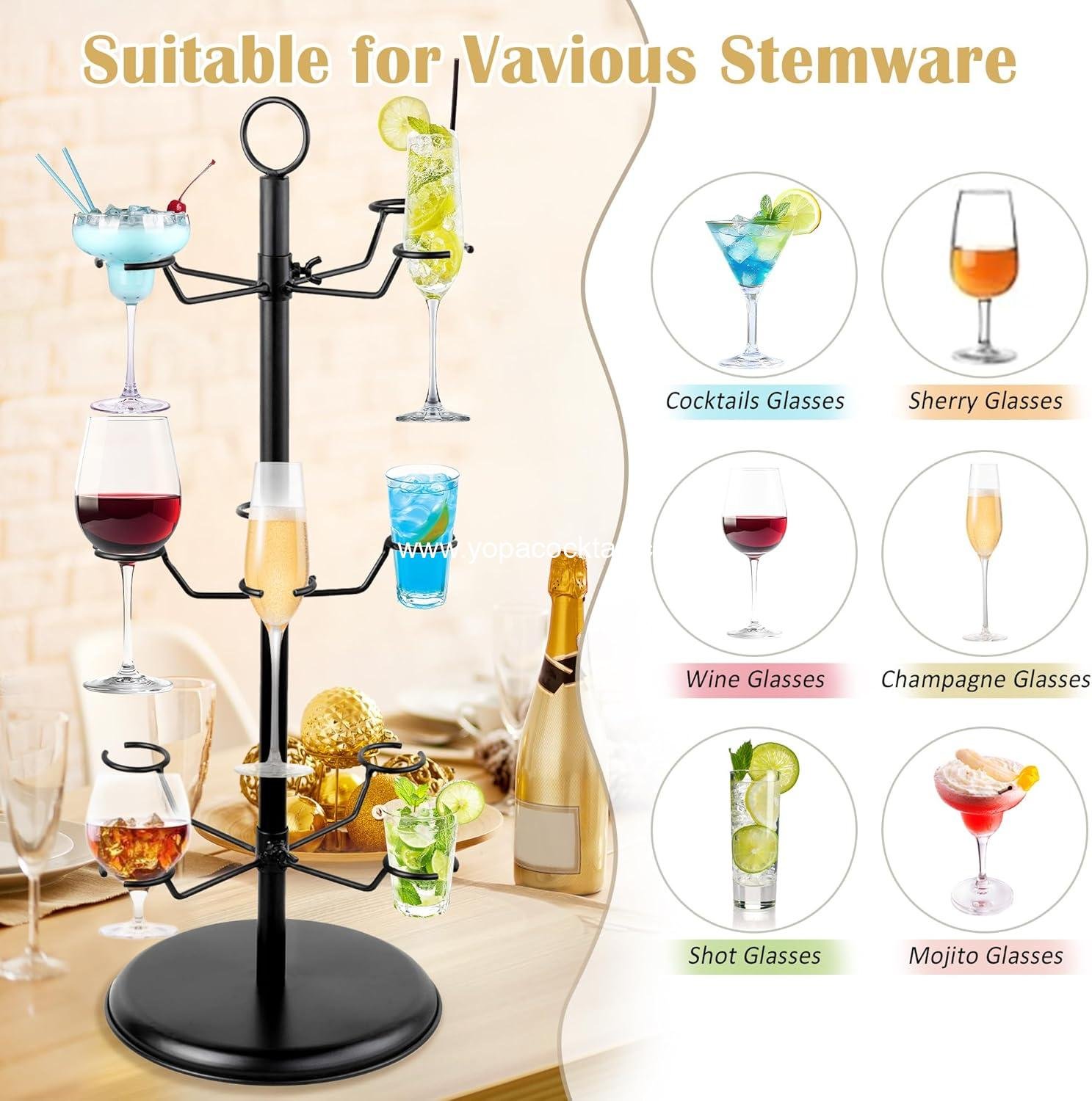 Wholesale 3-Tier 12-Holder Cocktail Tree Stand Champagne Tower for Martini Margarita Cups Weddings Parties supplier