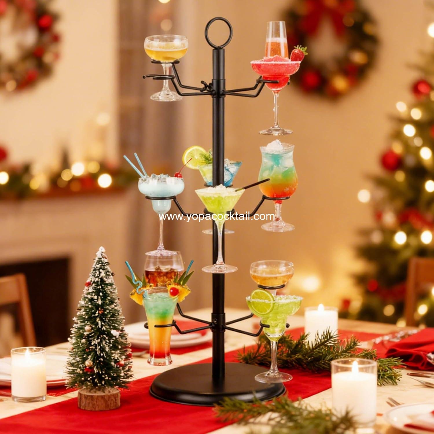 Wholesale 3-Tier 12-Holder Cocktail Tree Stand Champagne Tower for Martini Margarita Cups Weddings Parties supplier