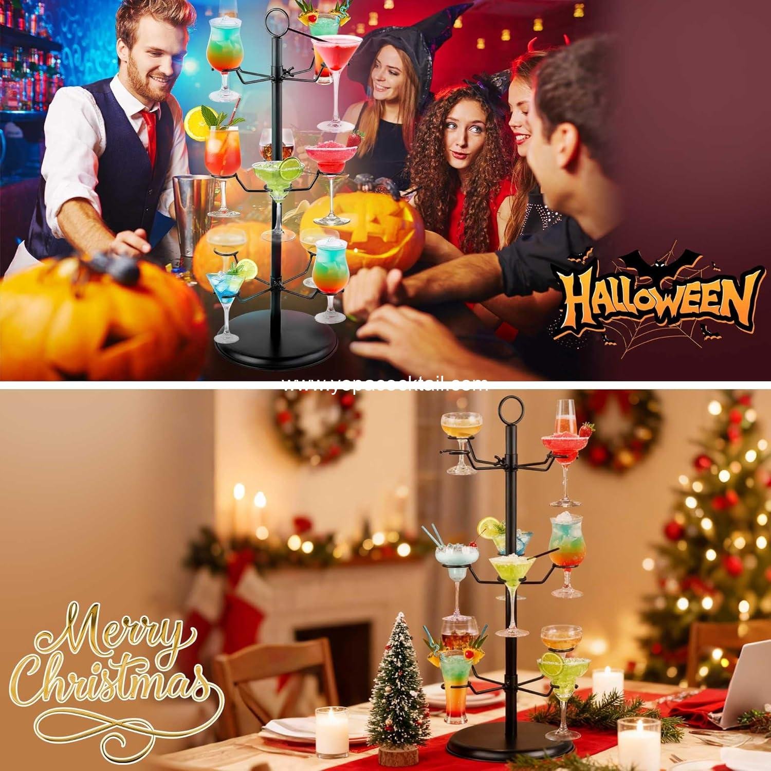 Wholesale 3-Tier 12-Holder Cocktail Tree Stand Champagne Tower for Martini Margarita Cups Weddings Parties supplier