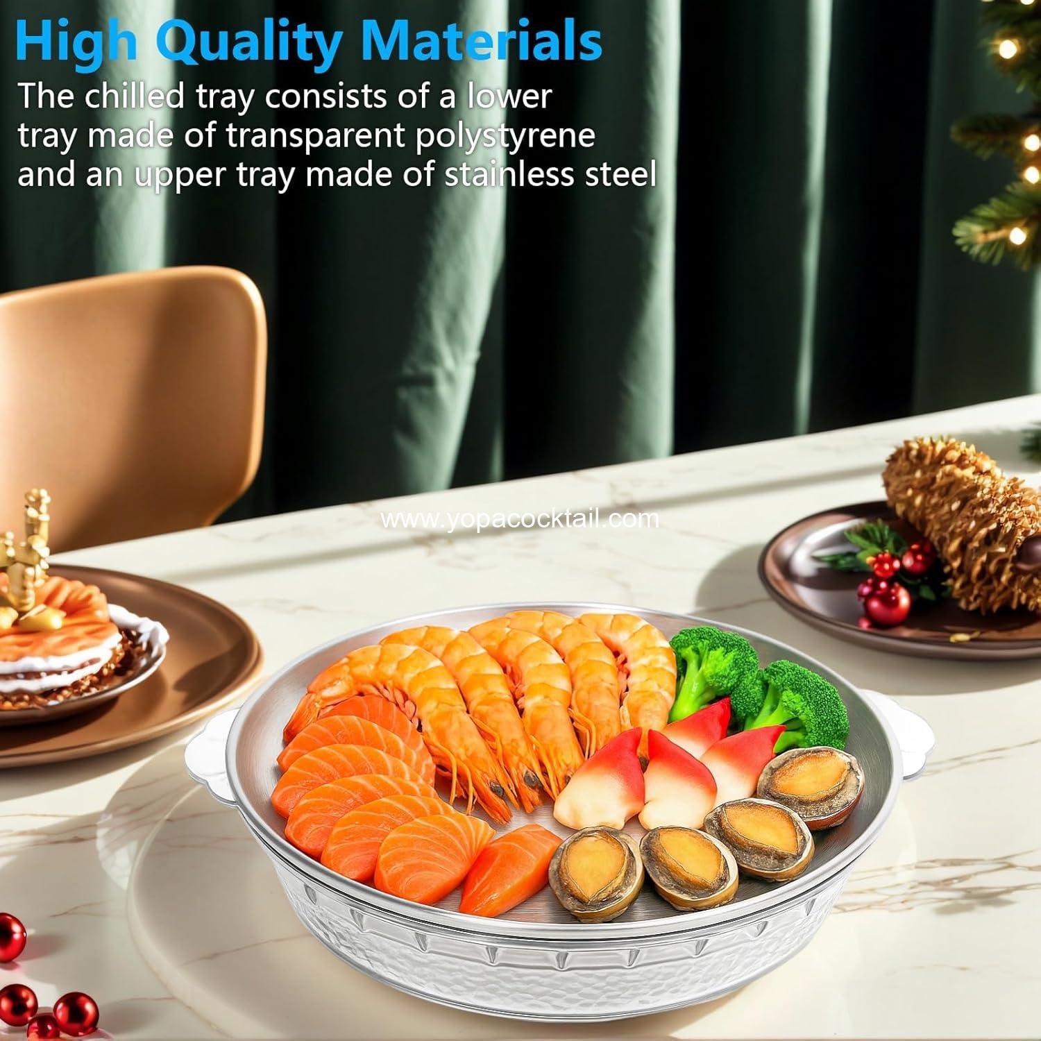 wholesale Chilled Round Serving Tray with Ice Compartment - Double-Layer Buffet Dish Keeps Food Cold for Shrimp Cocktail Fruit Trays & Dip Platters manufacturer