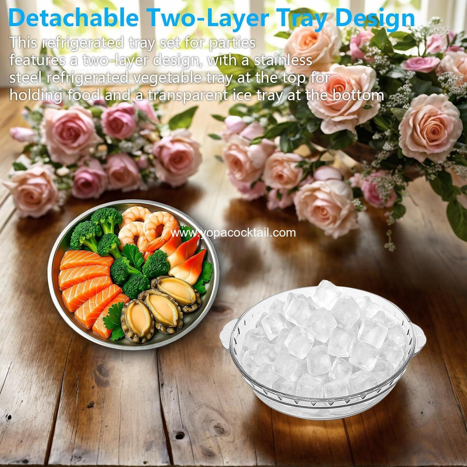wholesale Chilled Round Serving Tray with Ice Compartment - Double-Layer Buffet Dish Keeps Food Cold for Shrimp Cocktail Fruit Trays & Dip Platters manufacturer