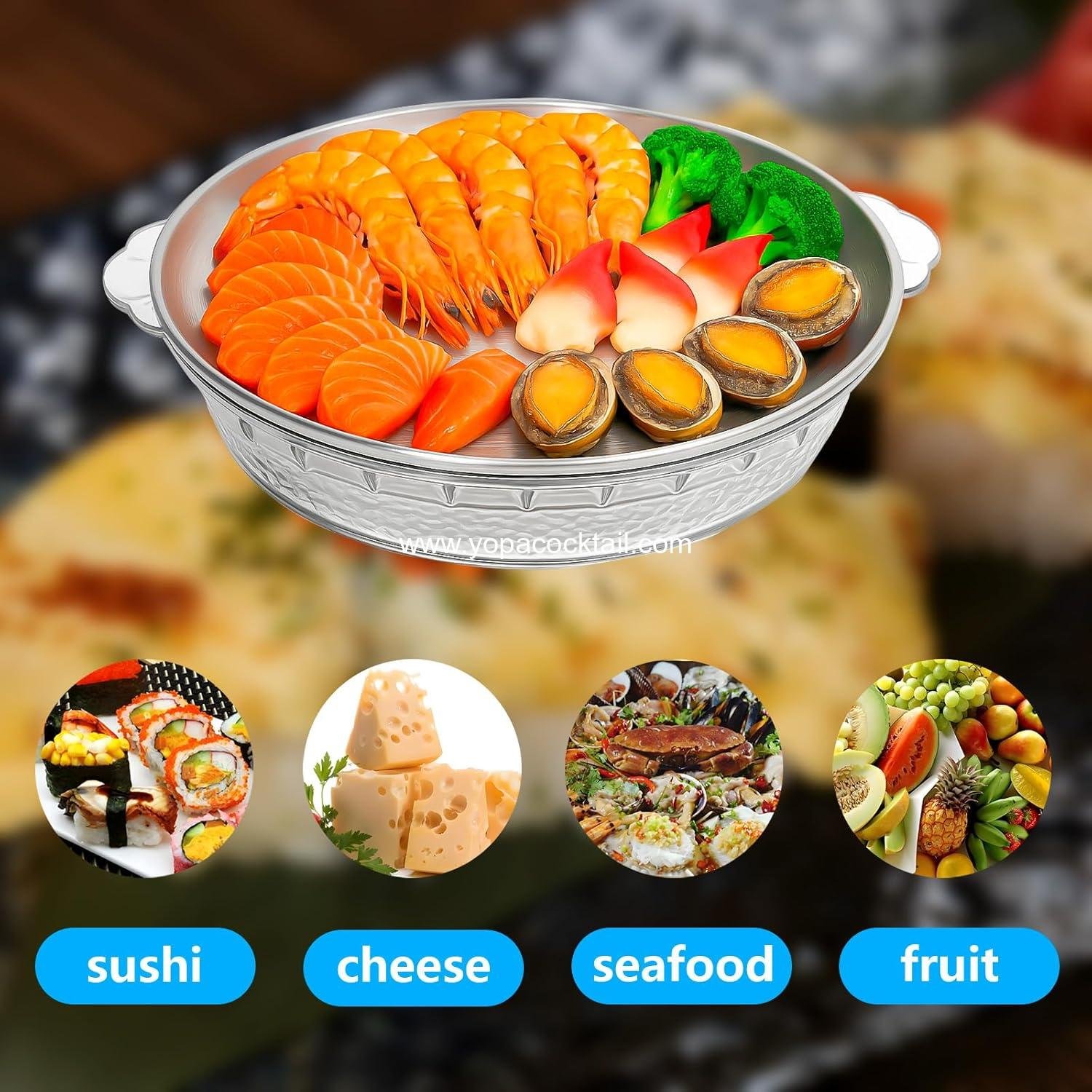 wholesale Chilled Round Serving Tray with Ice Compartment - Double-Layer Buffet Dish Keeps Food Cold for Shrimp Cocktail Fruit Trays & Dip Platters manufacturer