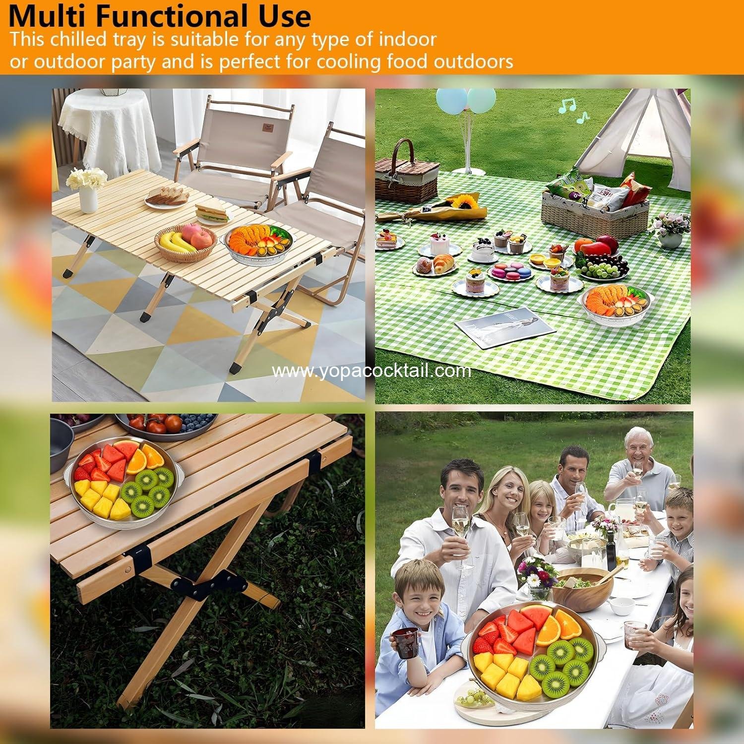 wholesale Chilled Round Serving Tray with Ice Compartment - Double-Layer Buffet Dish Keeps Food Cold for Shrimp Cocktail Fruit Trays & Dip Platters manufacturer