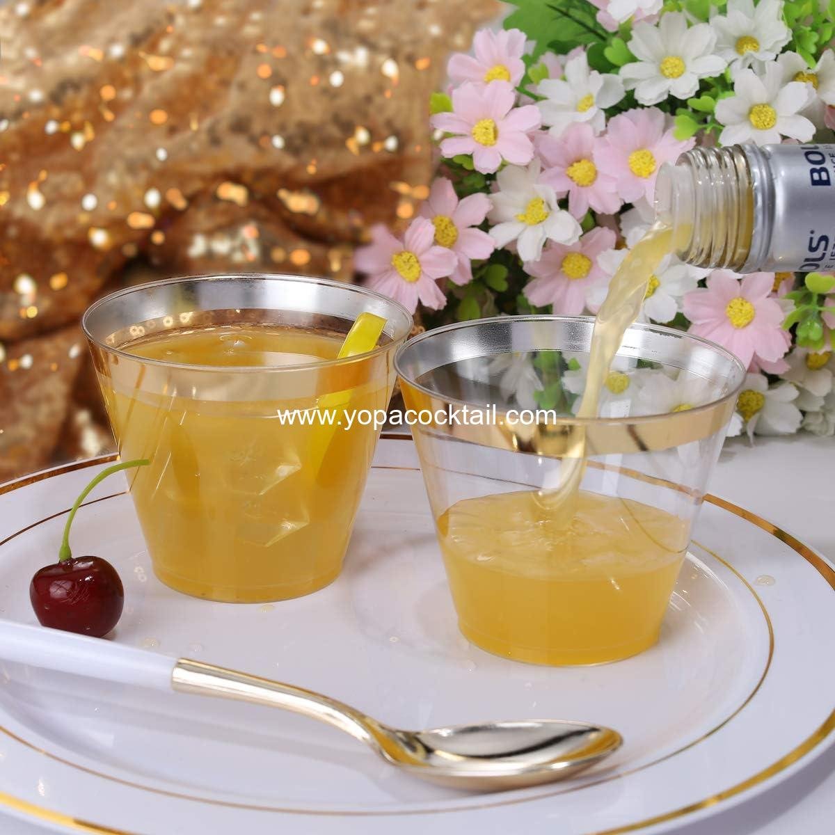 Wholesale 200-Pack 9 oz Gold-Rim Clear Plastic Disposable Wine Glasses Elegant Party & Wedding Cocktail Tumblers manufacturer