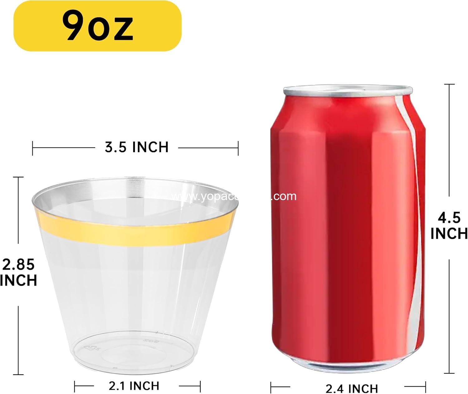 Wholesale 200-Pack 9 oz Gold-Rim Clear Plastic Disposable Wine Glasses Elegant Party & Wedding Cocktail Tumblers manufacturer