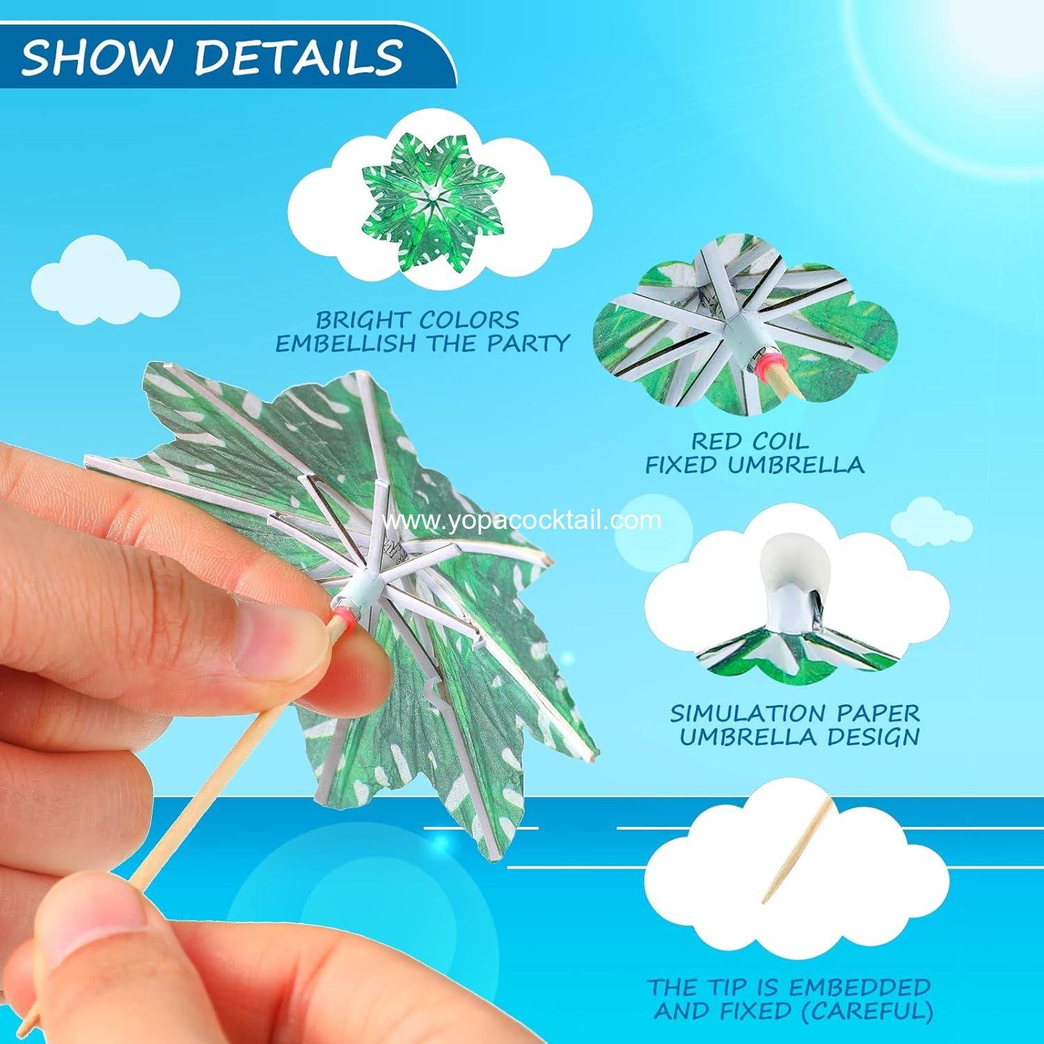 wholesale 150pc Palm Tree Cocktail Umbrellas & Picks — Cupcake Toppers for Hawaiian Summer Wedding Party Decoration supplier
