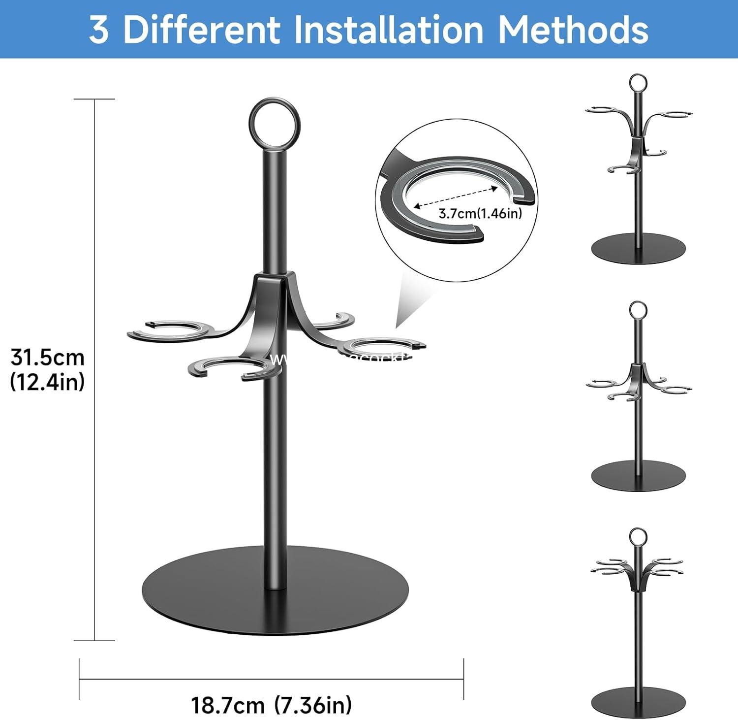 OEM Holds 4 Glasses Wine Glass Holder Stemware Rack Black Metal Cocktail Tree Countertop Champagne Tower for Party Wedding Bar manufacturer