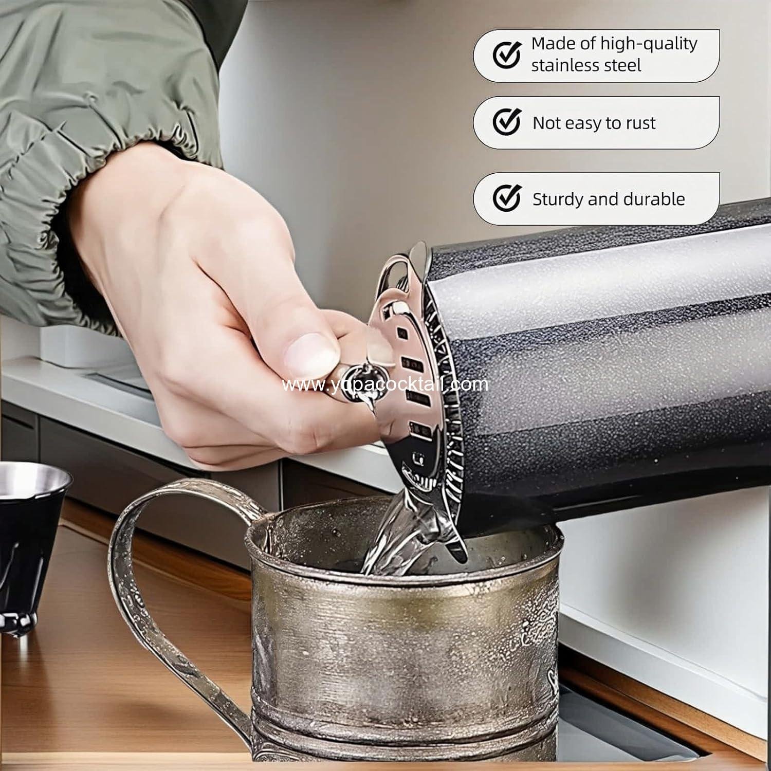 Wholesale Cocktail Strainer — Fine Mesh Detachable Spring Leakproof Fits Shaker Tins & Pint Glasses 304 Stainless Steel Dishwasher Safe supplier Wholesale Cocktail Strainer — Fine Mesh Detachable Spring Leakproof Fits Shaker Tins & Pint Glasses 304 Stainless Steel Dishwasher Safe supplier