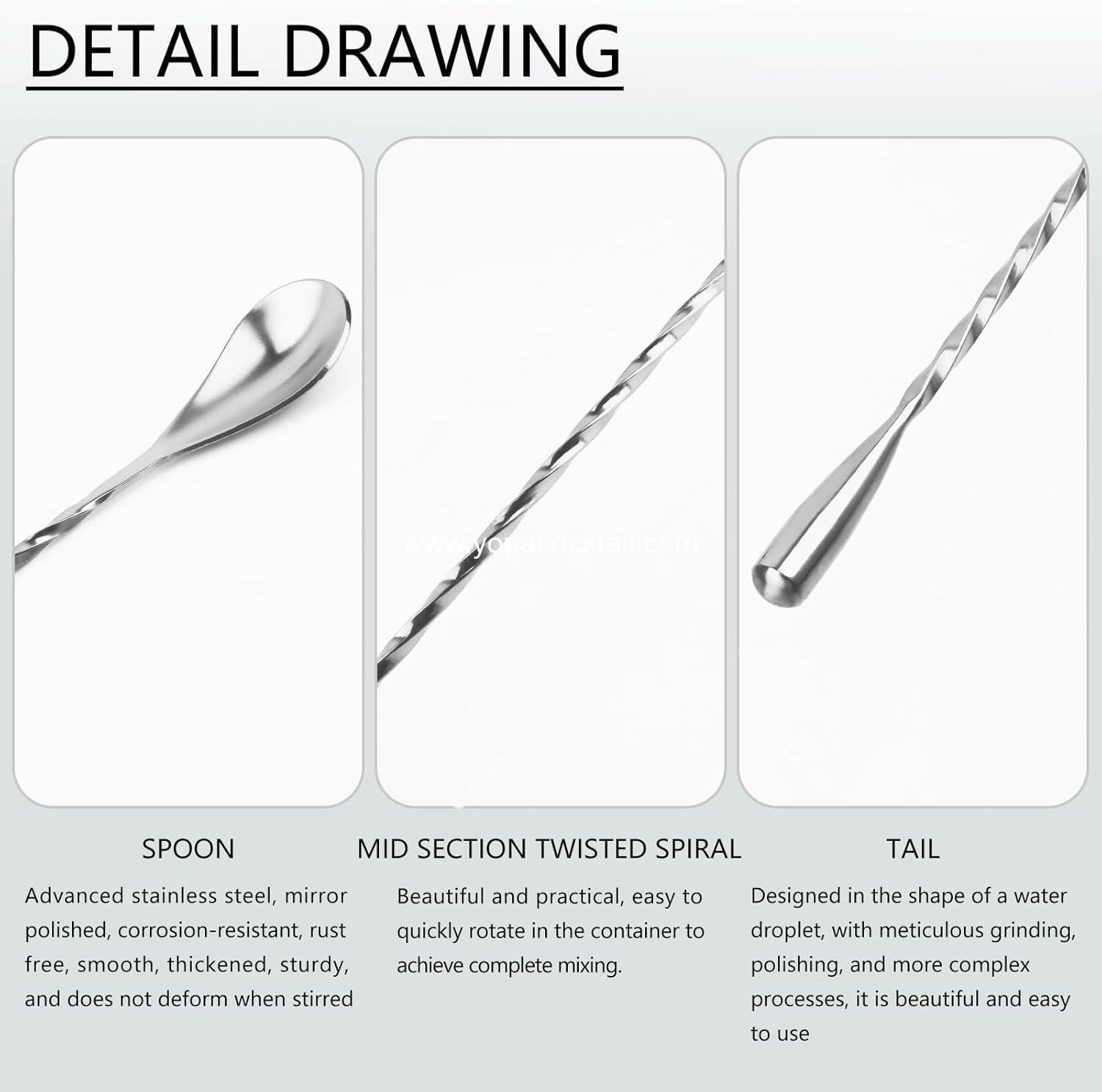 Wholesale 2-Pack 12-inch Bar Cocktail Stirrers Stainless Steel Polished manufacturer