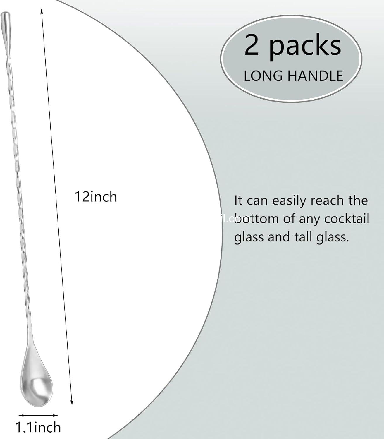 Wholesale 2-Pack 12-inch Bar Cocktail Stirrers Stainless Steel Polished manufacturer