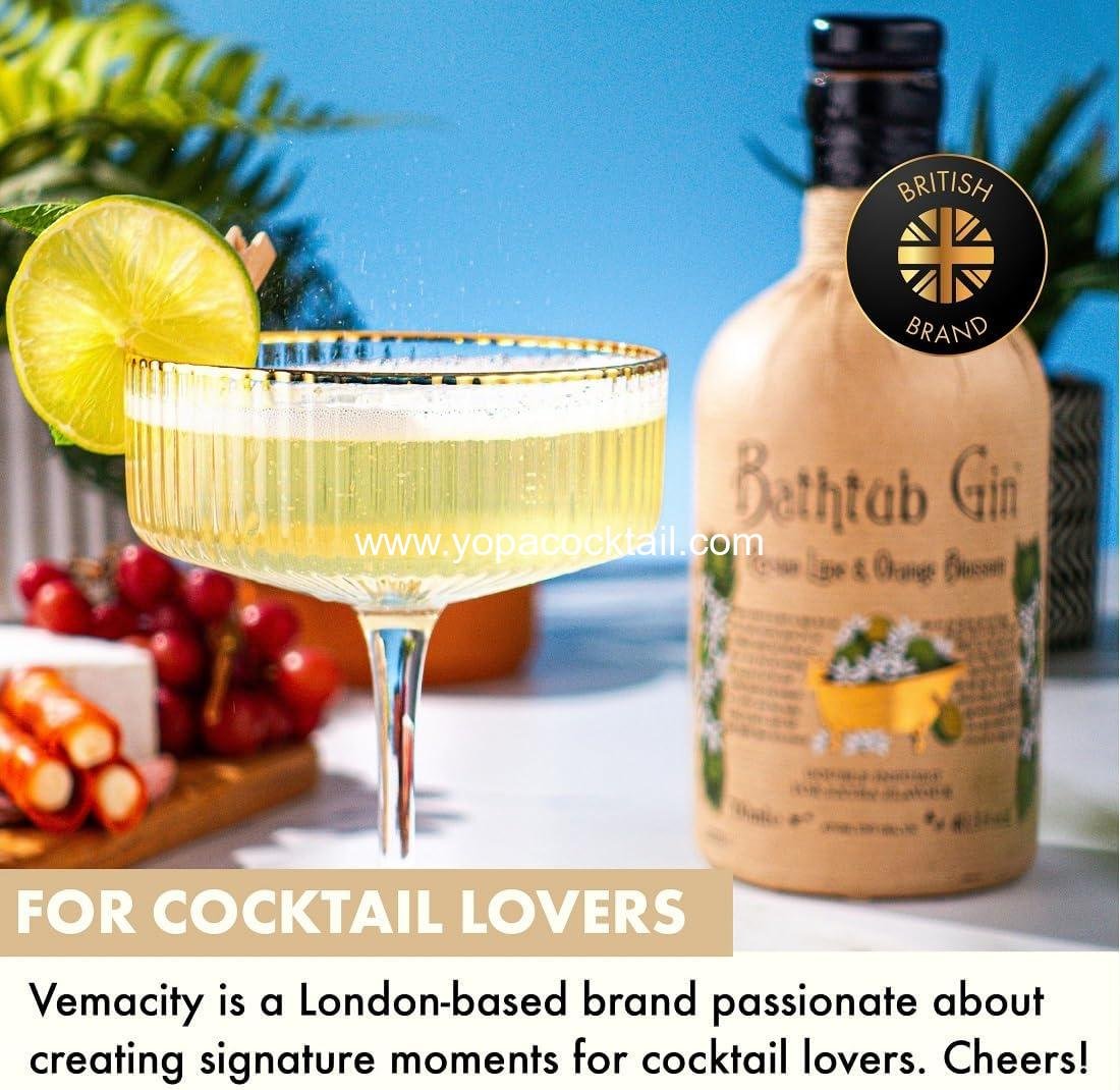 Wholesale Ribbed Espresso Martini Glasses 4-Piece Set with Gold Rims – Vintage Cocktail Glasses for Margaritas & Champagne Includes Jigger & Bar Spoon Ideal for Christmas & New Year manufacturer