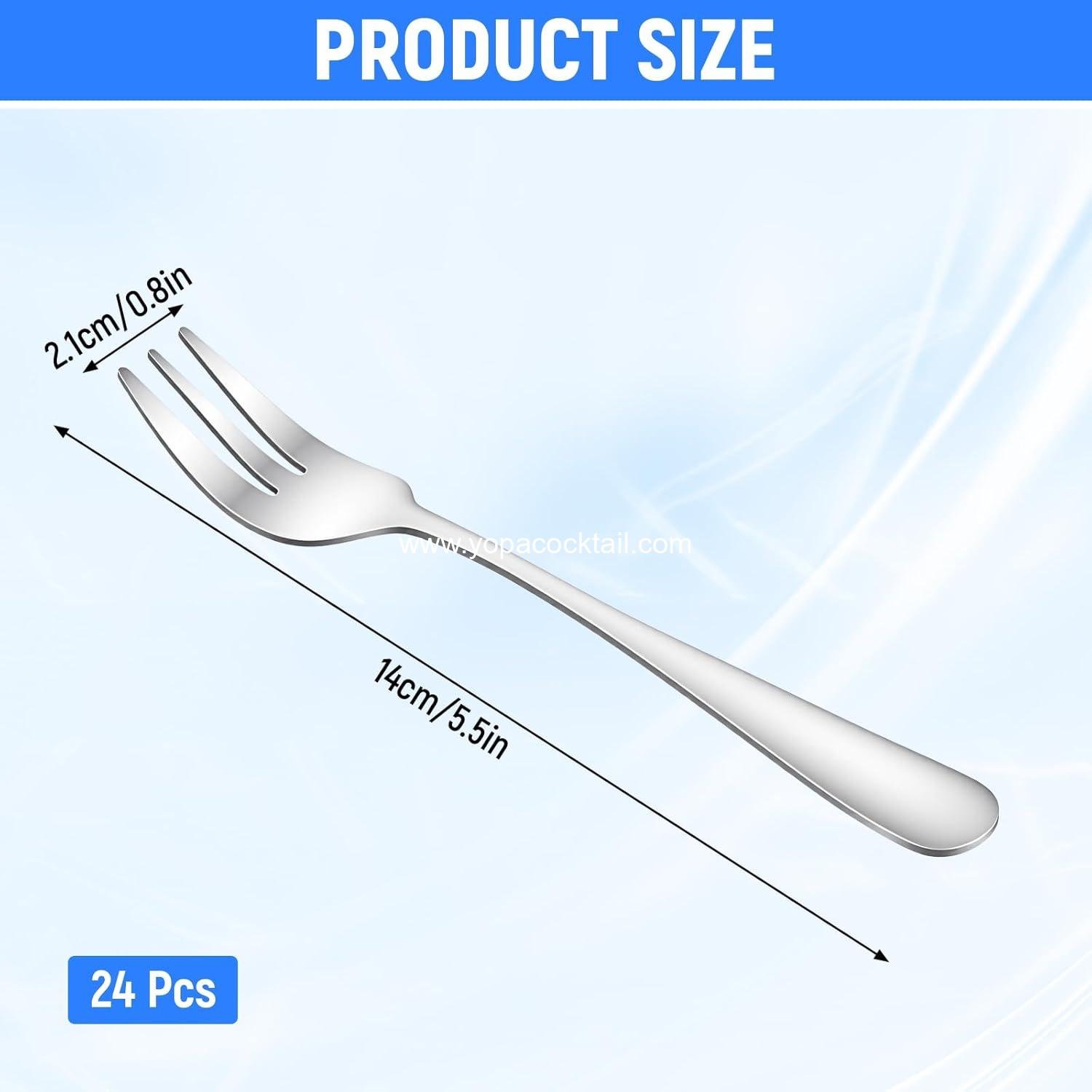 wholesale 24 pcs 5.5-inch stainless steel 3-prong cocktail oyster forks portable small salad charcuterie seafood tasting travel supplier