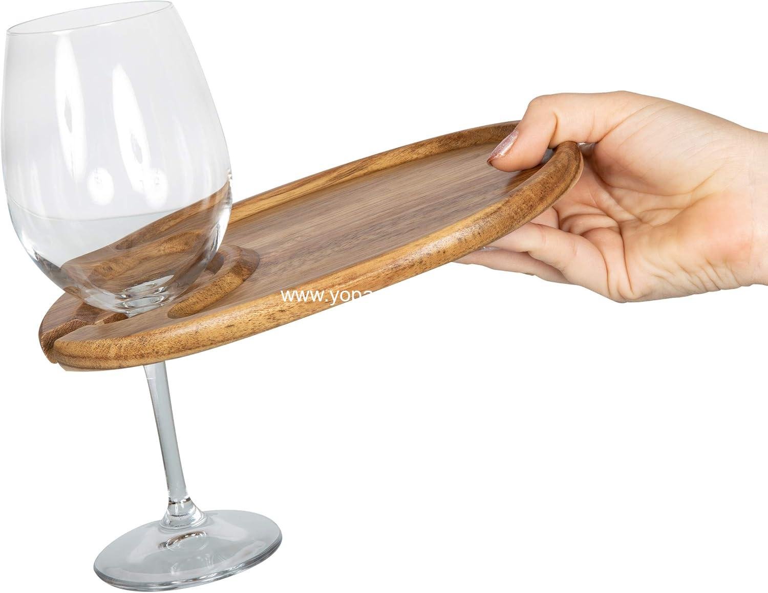 Wholesale Set of 4 Oval Acacia Wine Appetizer Plates with Glass Holder | Mini Charcuterie & Cheese Serving Boards manufacturer Wholesale Set of 4 Oval Acacia Wine Appetizer Plates with Glass Holder | Mini Charcuterie & Cheese Serving Boards manufacturer