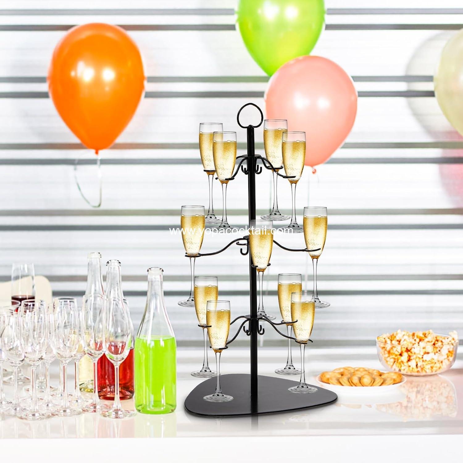 OEM 3-Tier 12-Holder Cocktail Tree Stand — Champagne & Wine Glass Display for Weddings Parties supplier