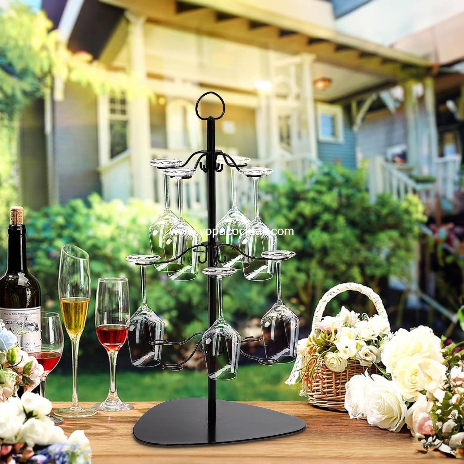 OEM 3-Tier 12-Holder Cocktail Tree Stand — Champagne & Wine Glass Display for Weddings Parties supplier