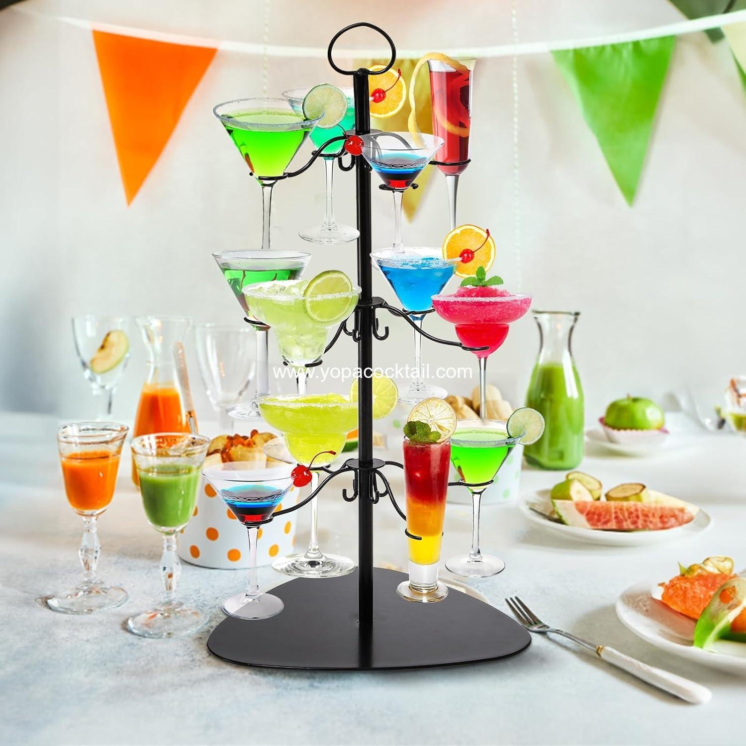 OEM 3-Tier 12-Holder Cocktail Tree Stand — Champagne & Wine Glass Display for Weddings Parties supplier
