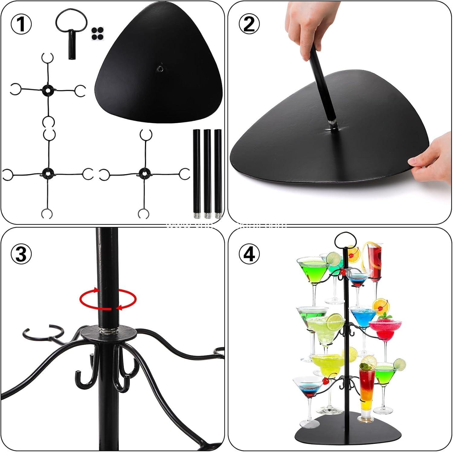 OEM 3-Tier 12-Holder Cocktail Tree Stand — Champagne & Wine Glass Display for Weddings Parties supplier