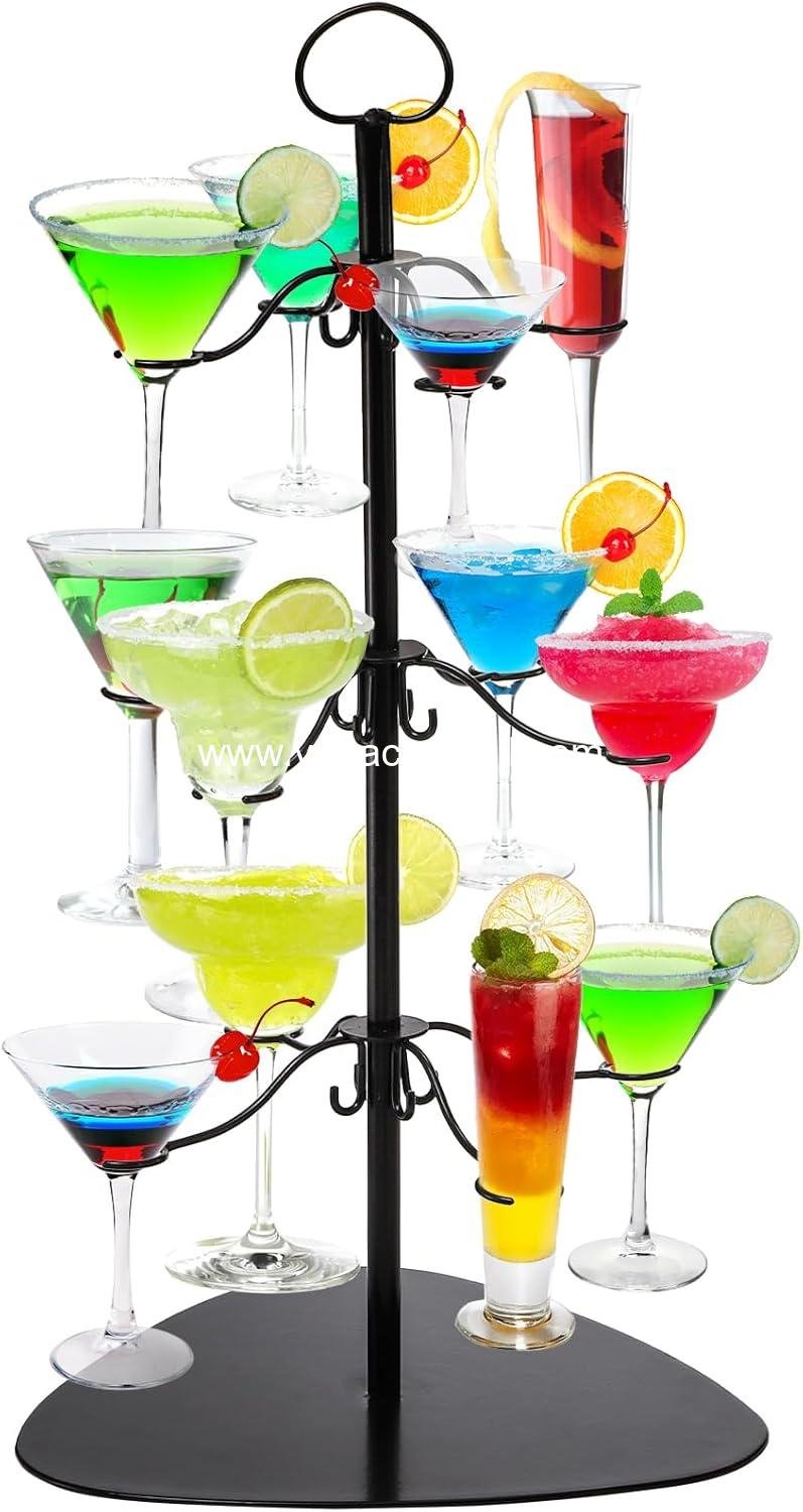 Hedume Cocktail Tree Stand, Champagne Glass Holder, 3 Tier - 12 Holders Wine Glass Flight Tasting Display for Champagne, Cocktails, Martini, Margarita Cups at Weddings, Bridal Shower, Parties
