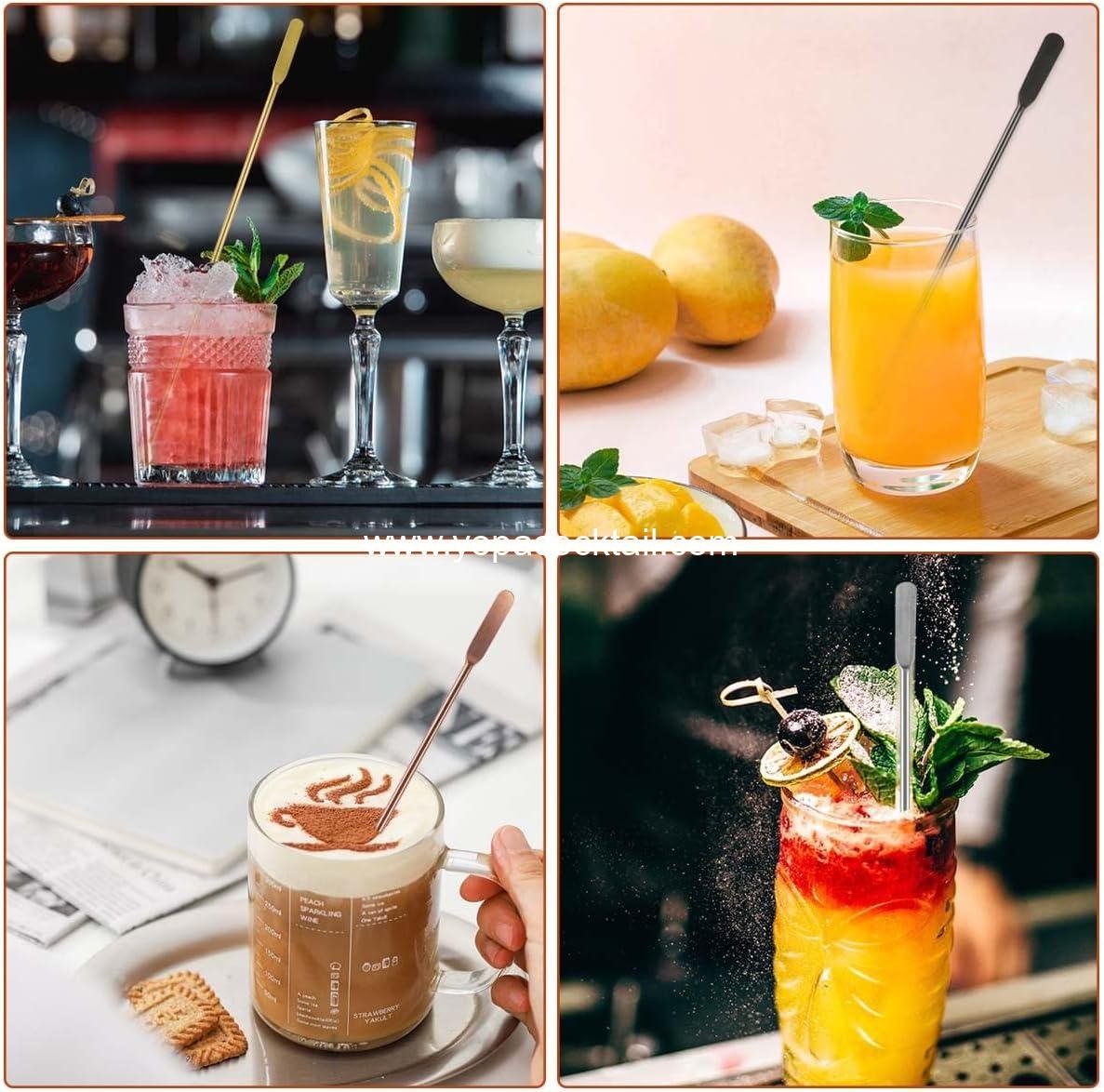 Wholesale Stainless Steel Coffee & Cocktail Swizzle Sticks — Reusable 7.73-inch Metal Stirrer Spoon with Small Rectangular Paddle manufacturer Wholesale Stainless Steel Coffee & Cocktail Swizzle Sticks — Reusable 7.73-inch Metal Stirrer Spoon with Small Rectangular Paddle manufacturer