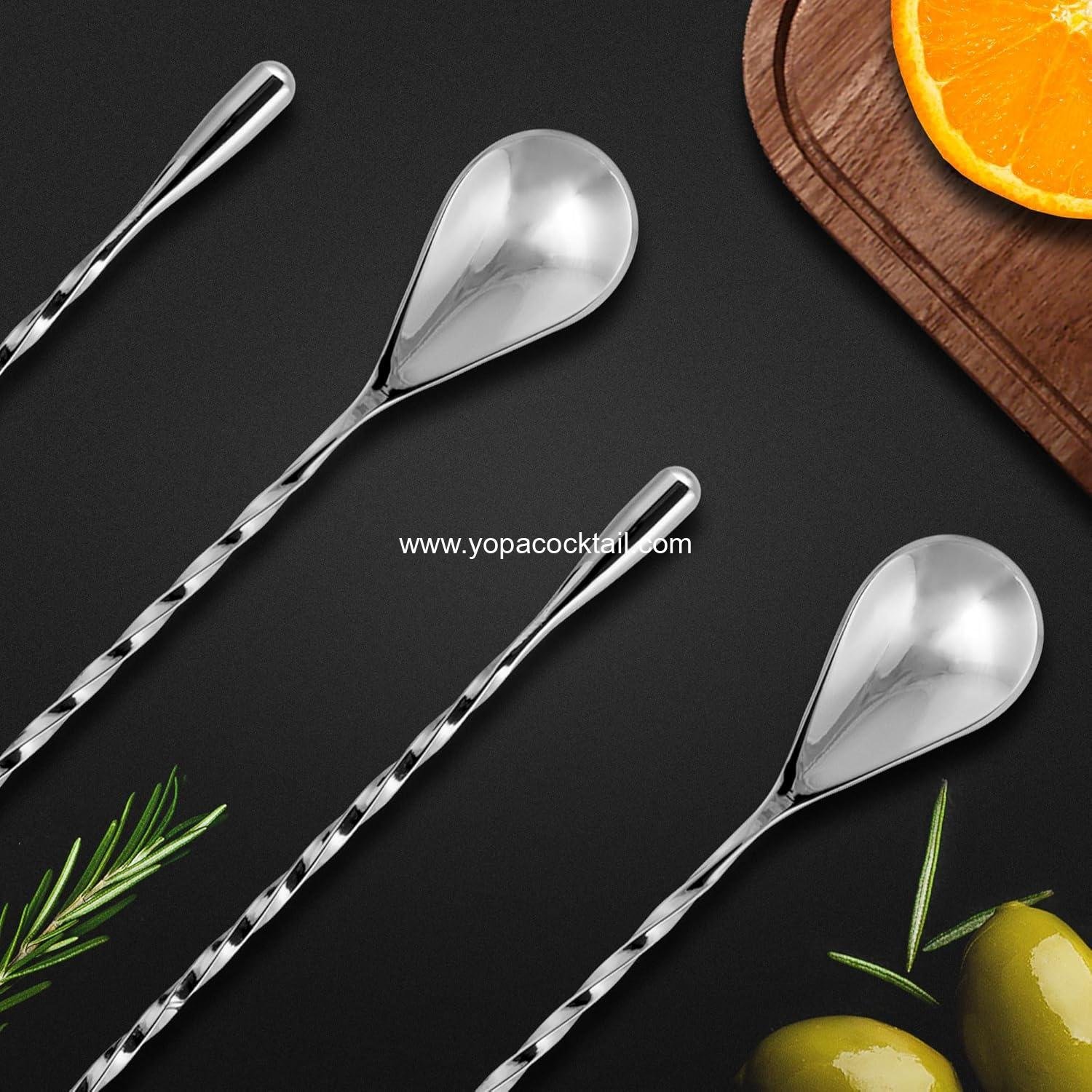 Wholesale 12-Inch Stainless Steel Cocktail Bar Spoon Spiral Handle for Layered Drinks Shakers Tall Cups & Pitchers manufacturer