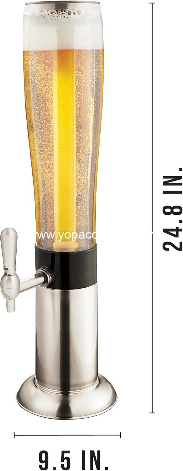 Wholesale 88 oz Beverage Dispenser with Ice Tube & Tap – Party Fountain for Beer Water Iced Tea Mimosa & Margarita Tower Home Bar Accessory manufacturer
