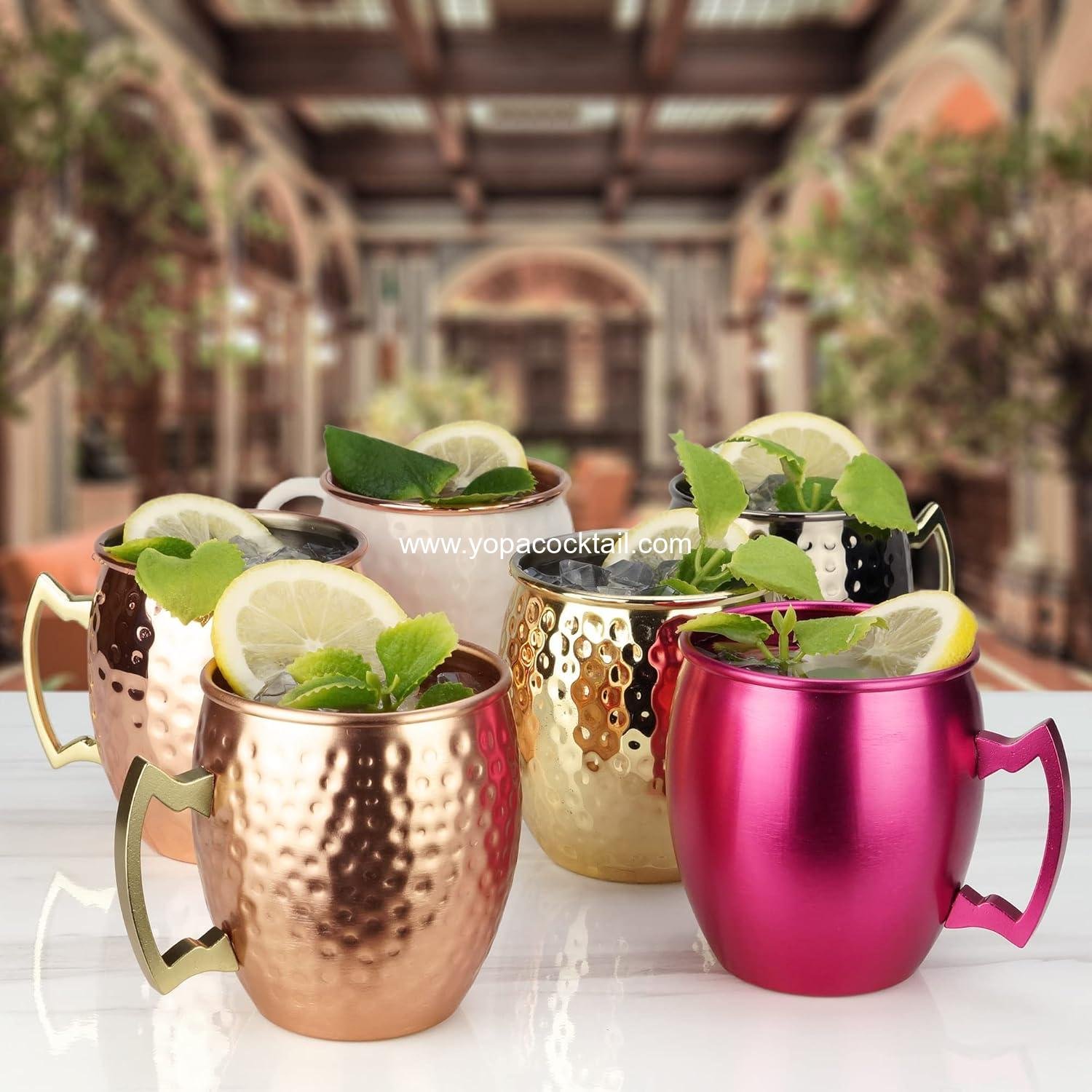 OEM 19oz Hammered Aluminum Mule Mugs Set of 4 Copper — Handcrafted Cocktail & Beer Cups for Bar Party Gifts supplier