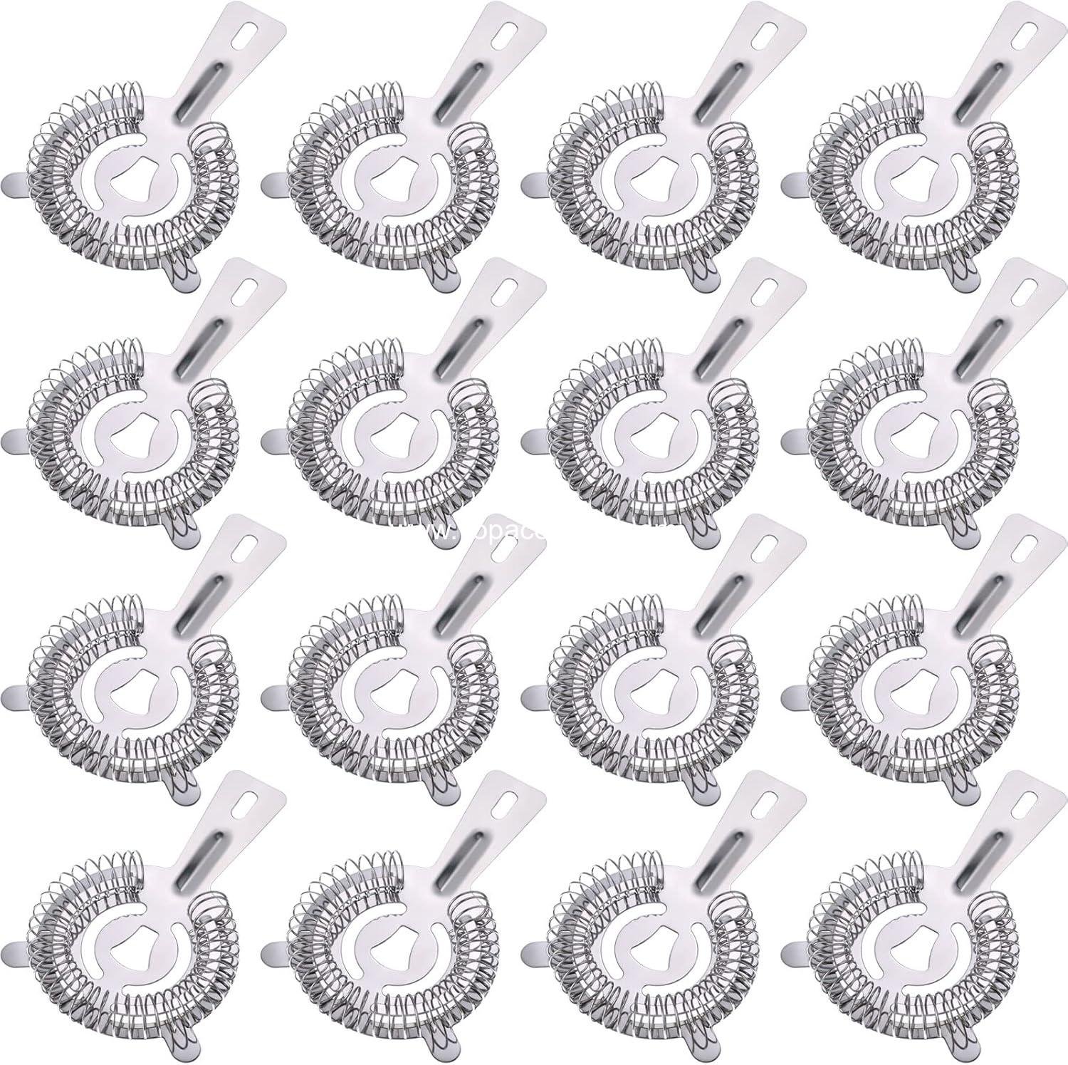16 Pcs Bar Bartender Strainer Stainless Steel Drink Cocktail Strainers Silver Shaker Ice Bar Shelf or Bartenders Mixologists Drinking Water Filtering