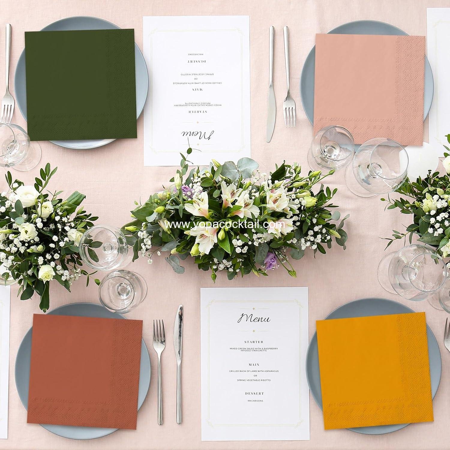 Wholesale 120-Sheet 2-Ply Modern Boho Cocktail & Dinner Napkins 6 Colors Sage Green Pink Orange Brown Disposable Paper for Fall Thanksgiving Celebrations supplier Wholesale 120-Sheet 2-Ply Modern Boho Cocktail & Dinner Napkins 6 Colors Sage Green Pink Orange Brown Disposable Paper for Fall Thanksgiving Celebrations supplier