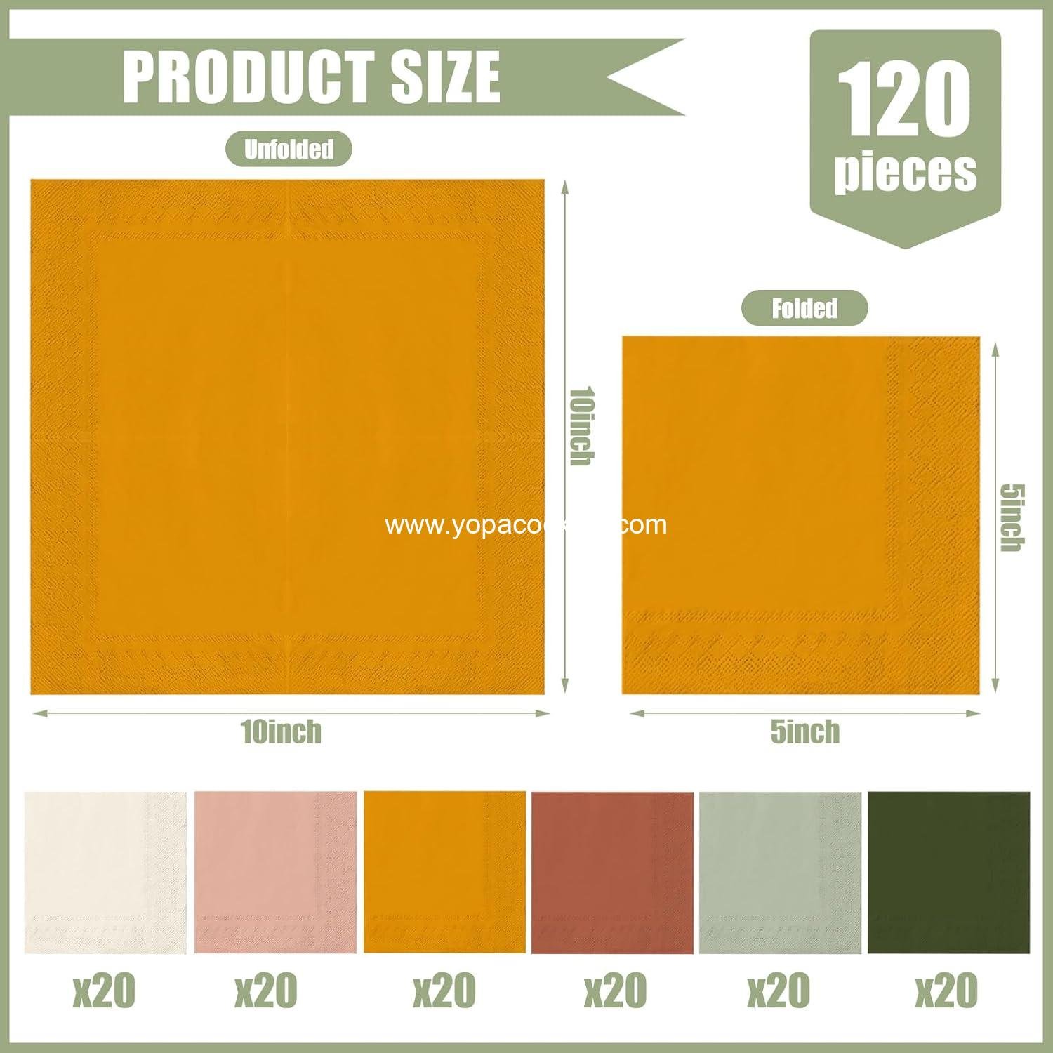 Wholesale 120-Sheet 2-Ply Modern Boho Cocktail & Dinner Napkins 6 Colors Sage Green Pink Orange Brown Disposable Paper for Fall Thanksgiving Celebrations supplier Wholesale 120-Sheet 2-Ply Modern Boho Cocktail & Dinner Napkins 6 Colors Sage Green Pink Orange Brown Disposable Paper for Fall Thanksgiving Celebrations supplier