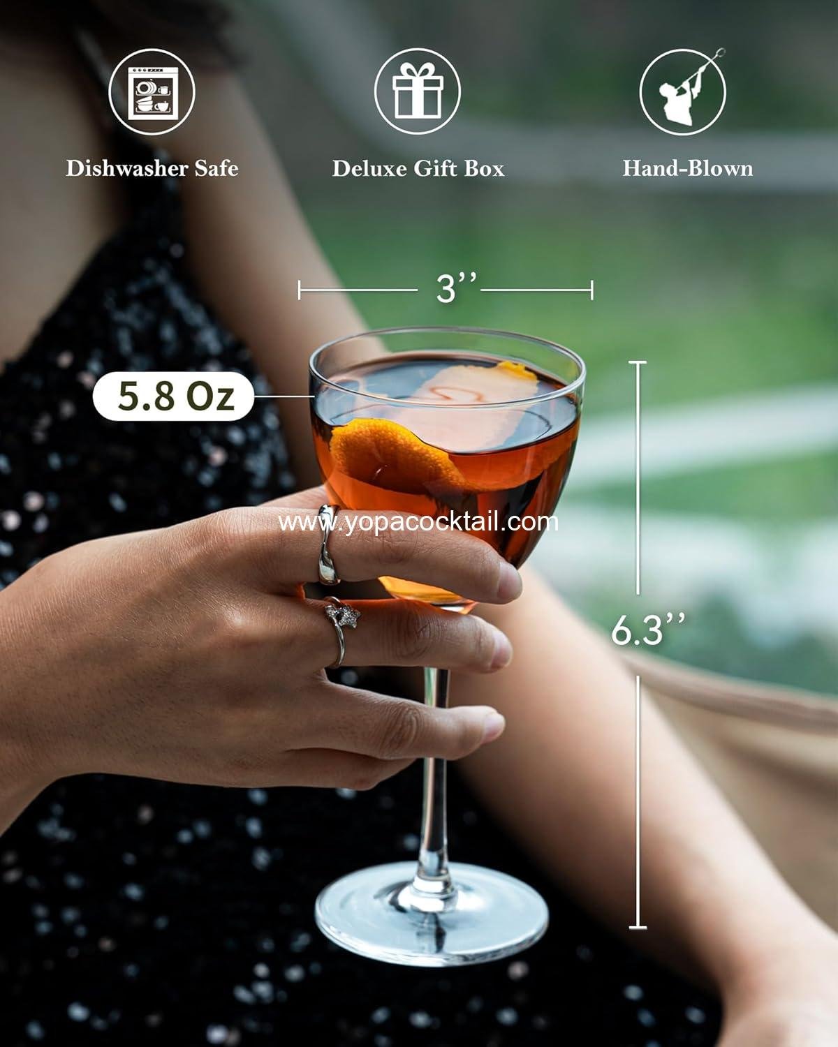 wholesale 5.8 oz Hand-Blown Coupe Martini Glasses Set of 6 — 100% Lead-Free Crystal for Manhattan Cosmopolitan Espresso Gift Box manufacturer