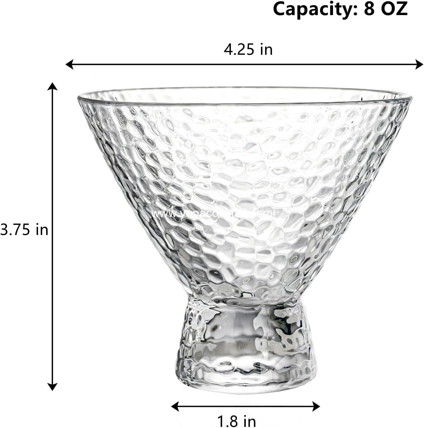 Wholesale 6-Pack 8 oz Stemless Martini Glasses — Vintage Shrimp-Cocktail Glasses with Heavy Base; Dessert & Ice Cream Bowls supplier