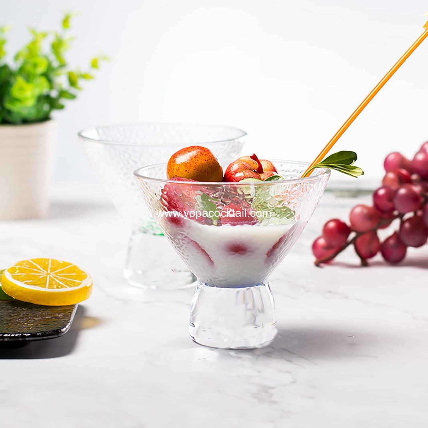 Wholesale 6-Pack 8 oz Stemless Martini Glasses — Vintage Shrimp-Cocktail Glasses with Heavy Base; Dessert & Ice Cream Bowls supplier