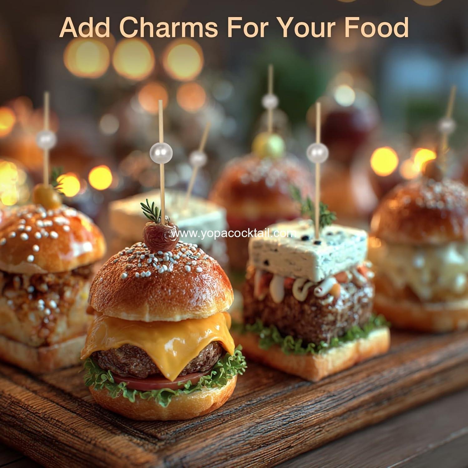 wholesale 200 White Pearl Cocktail Picks 4.7 IN Bamboo Skewers for Appetizers Drinks Fruit Wedding Bridal Shower Party Charcuterie Boards manufacturer