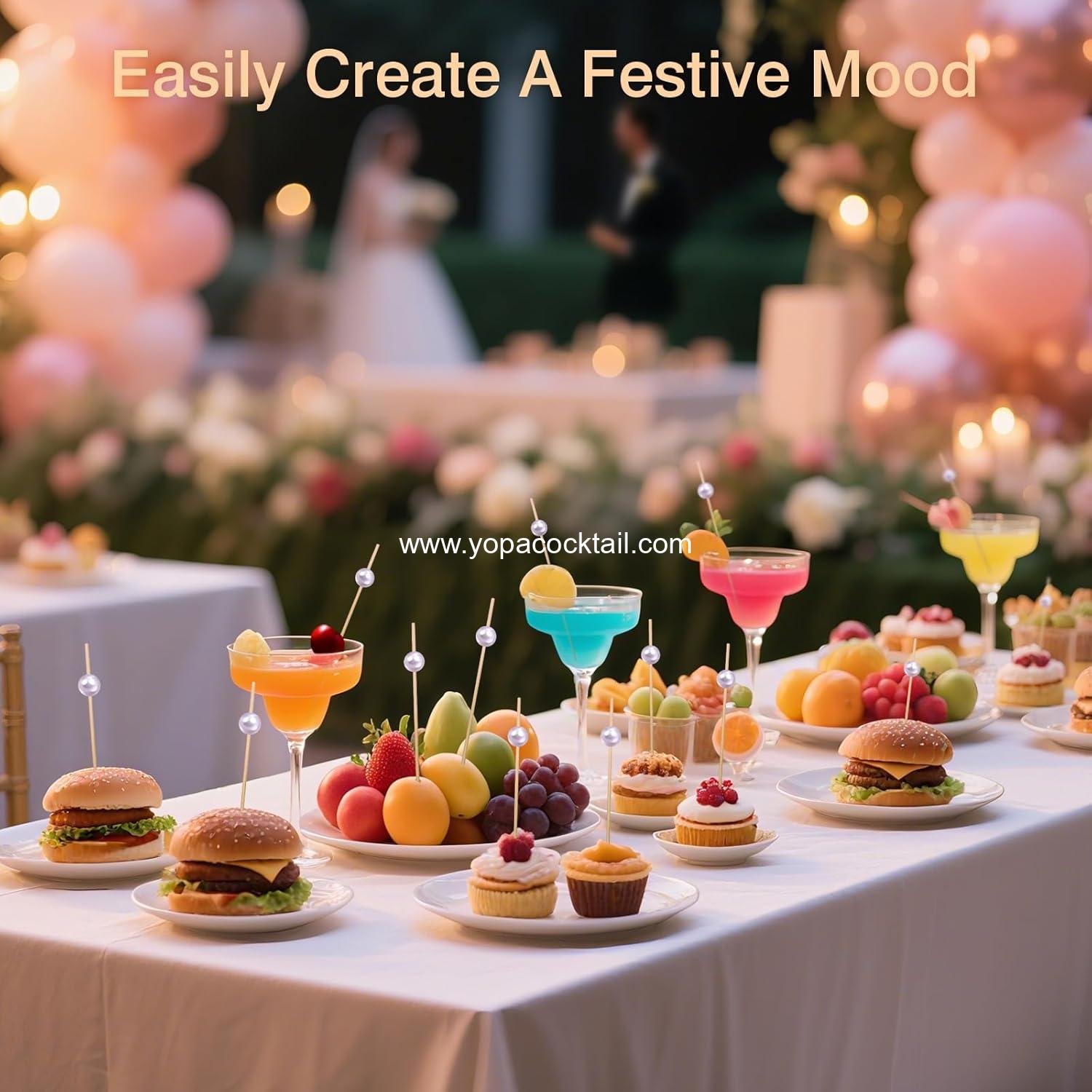 wholesale 200 White Pearl Cocktail Picks 4.7 IN Bamboo Skewers for Appetizers Drinks Fruit Wedding Bridal Shower Party Charcuterie Boards manufacturer