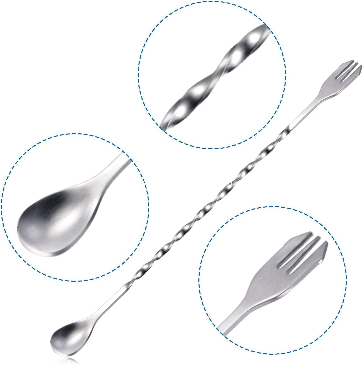 Wholesale 8 Pc 10-inch Long Stainless Steel Spiral Bar Spoons Cocktail Stirring Silver supplier Wholesale 8 Pc 10-inch Long Stainless Steel Spiral Bar Spoons Cocktail Stirring Silver supplier