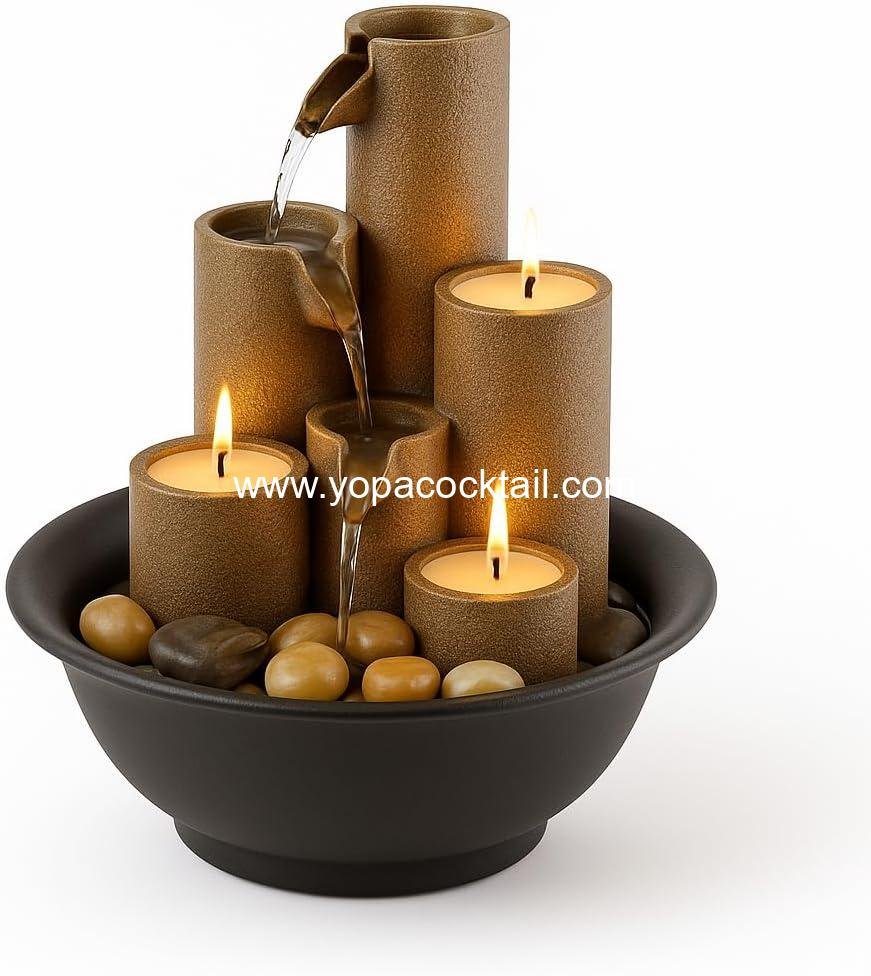 OEM Tiered Indoor Tabletop Water Fountain with 3 Candles 11
