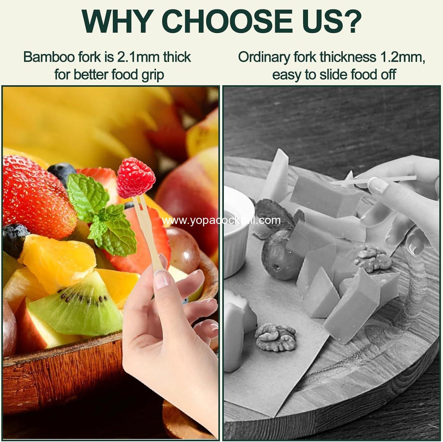 wholesale 400PCS 3.5-inch Mini Disposable Bamboo Appetizer Forks for Desserts Sandwiches Salads Buffets Drinks Vegetables supplier