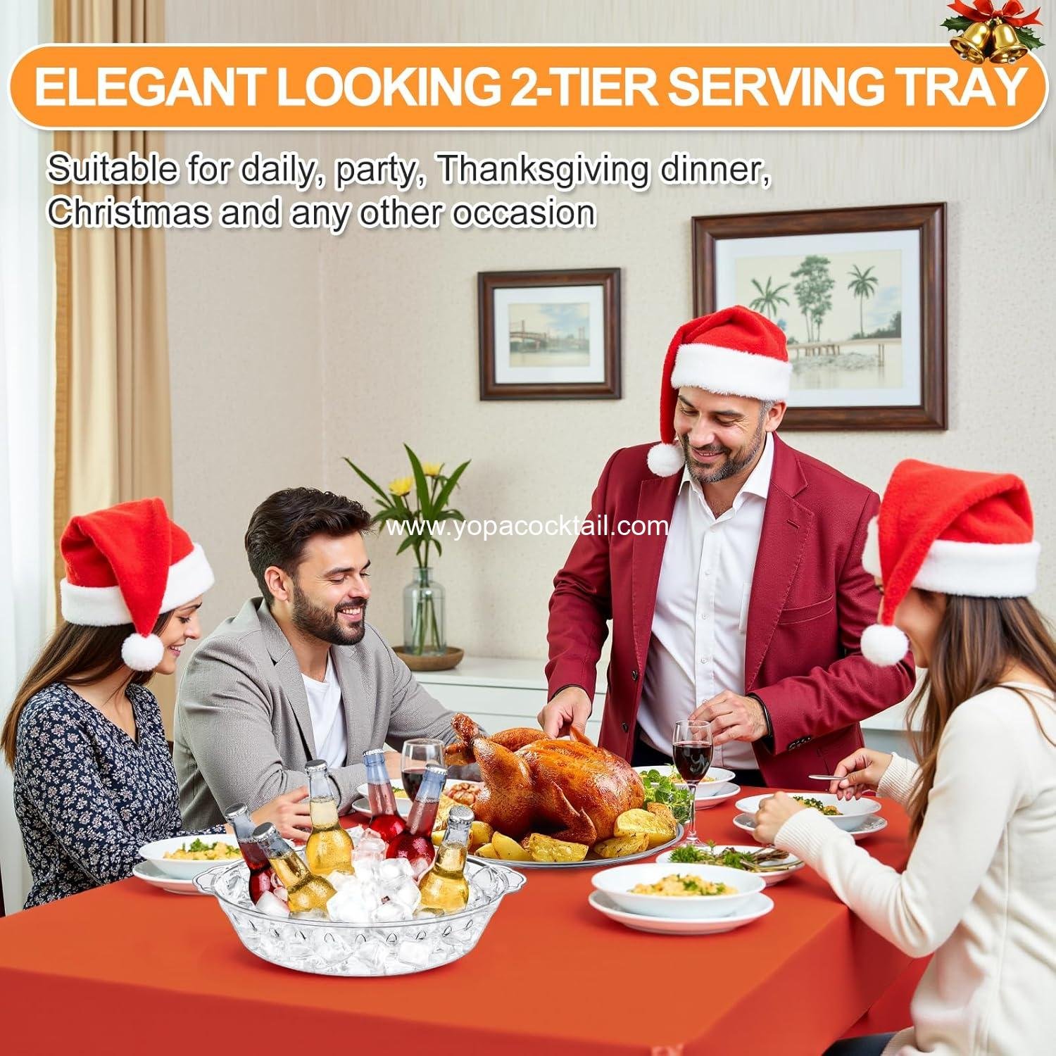 Wholesale 3-Pack 11.8in Chilled Serving Trays with Ice Compartment and 10 Forks Cold Platter for Fruit Veggies Seafood Shrimp Cocktail Appetizers Buffet Picnic Outdoor Party supplier Wholesale 3-Pack 11.8in Chilled Serving Trays with Ice Compartment and 10 Forks Cold Platter for Fruit Veggies Seafood Shrimp Cocktail Appetizers Buffet Picnic Outdoor Party supplier