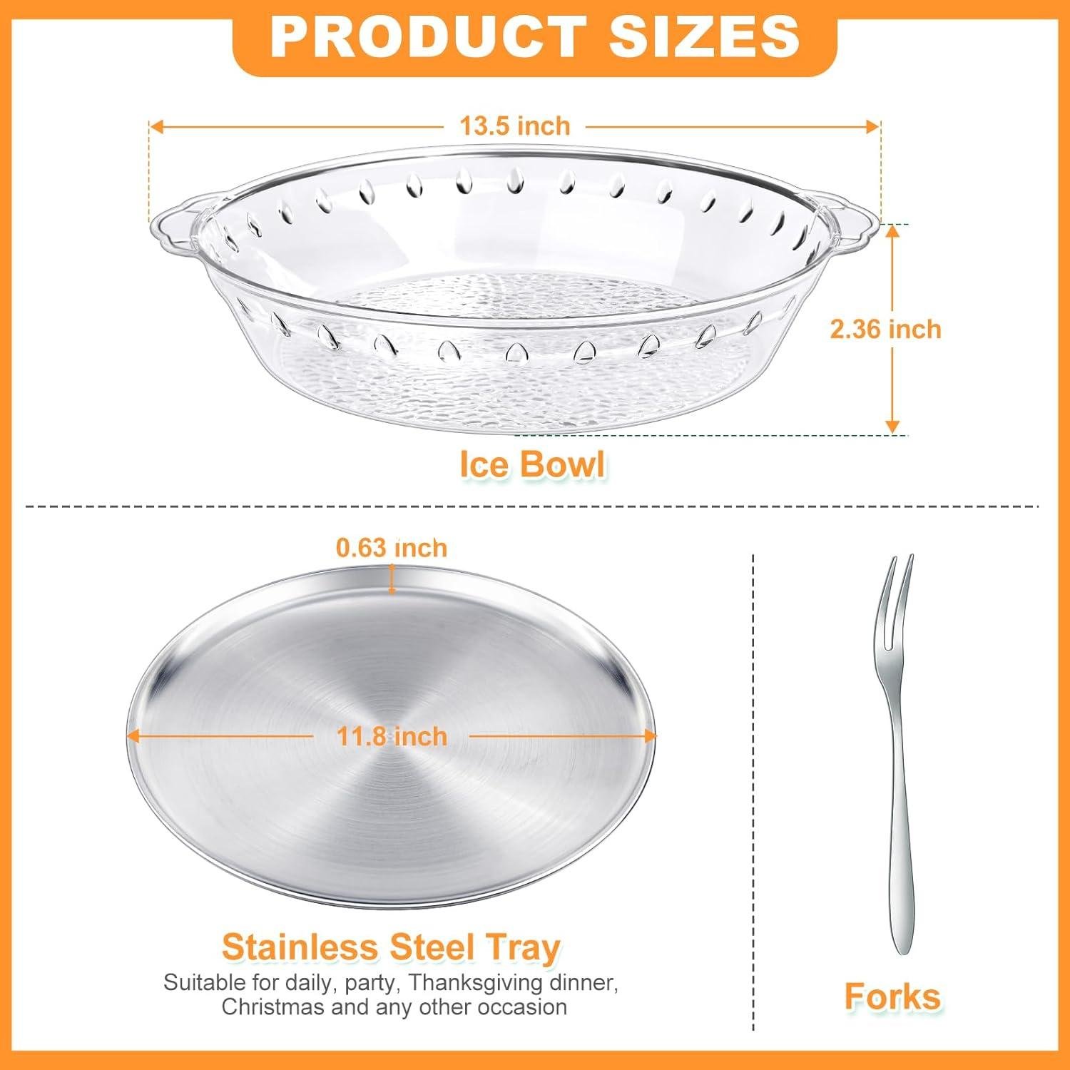 Wholesale 3-Pack 11.8in Chilled Serving Trays with Ice Compartment and 10 Forks Cold Platter for Fruit Veggies Seafood Shrimp Cocktail Appetizers Buffet Picnic Outdoor Party supplier Wholesale 3-Pack 11.8in Chilled Serving Trays with Ice Compartment and 10 Forks Cold Platter for Fruit Veggies Seafood Shrimp Cocktail Appetizers Buffet Picnic Outdoor Party supplier