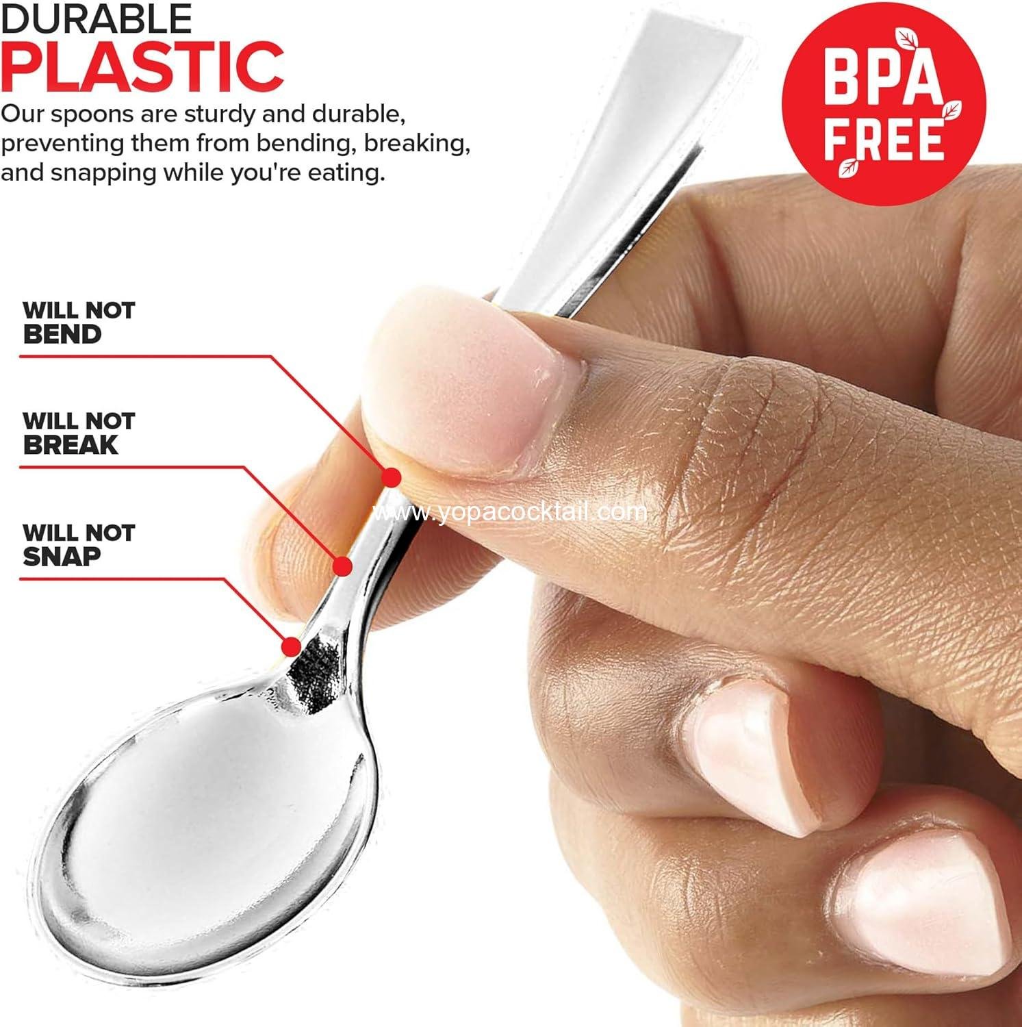 Wholesale 4-Inch Silver Disposable Spoons 80-Count Appetizer Cocktail Wedding Manufacturer