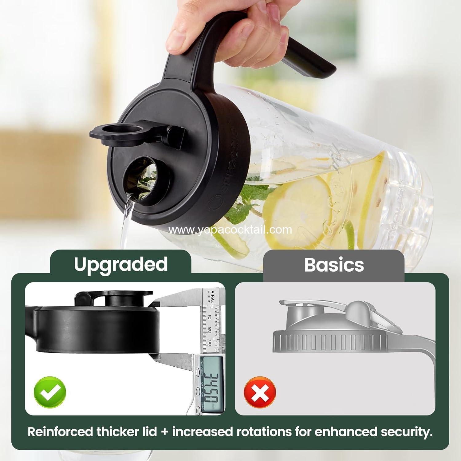 OEM Mason Jar Glass Pitcher Airtight Leakproof Pour Spout Lid 2 Quart (64 oz) 1/2 Gallon for Breastmilk Cold Brew Sun Tea supplier OEM Mason Jar Glass Pitcher Airtight Leakproof Pour Spout Lid 2 Quart (64 oz) 1/2 Gallon for Breastmilk Cold Brew Sun Tea supplier