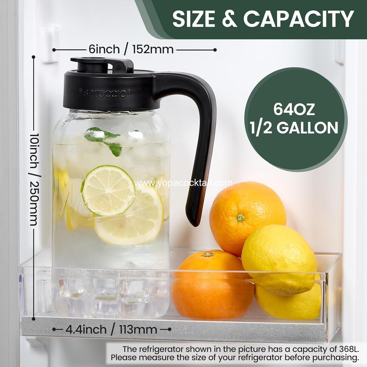 OEM Mason Jar Glass Pitcher Airtight Leakproof Pour Spout Lid 2 Quart (64 oz) 1/2 Gallon for Breastmilk Cold Brew Sun Tea supplier OEM Mason Jar Glass Pitcher Airtight Leakproof Pour Spout Lid 2 Quart (64 oz) 1/2 Gallon for Breastmilk Cold Brew Sun Tea supplier