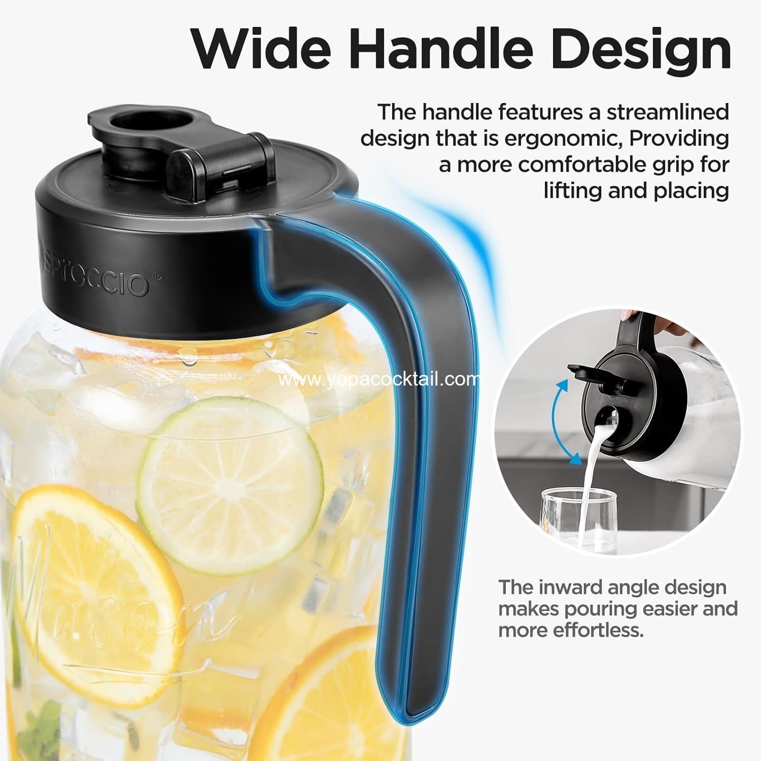 OEM Mason Jar Glass Pitcher Airtight Leakproof Pour Spout Lid 2 Quart (64 oz) 1/2 Gallon for Breastmilk Cold Brew Sun Tea supplier OEM Mason Jar Glass Pitcher Airtight Leakproof Pour Spout Lid 2 Quart (64 oz) 1/2 Gallon for Breastmilk Cold Brew Sun Tea supplier