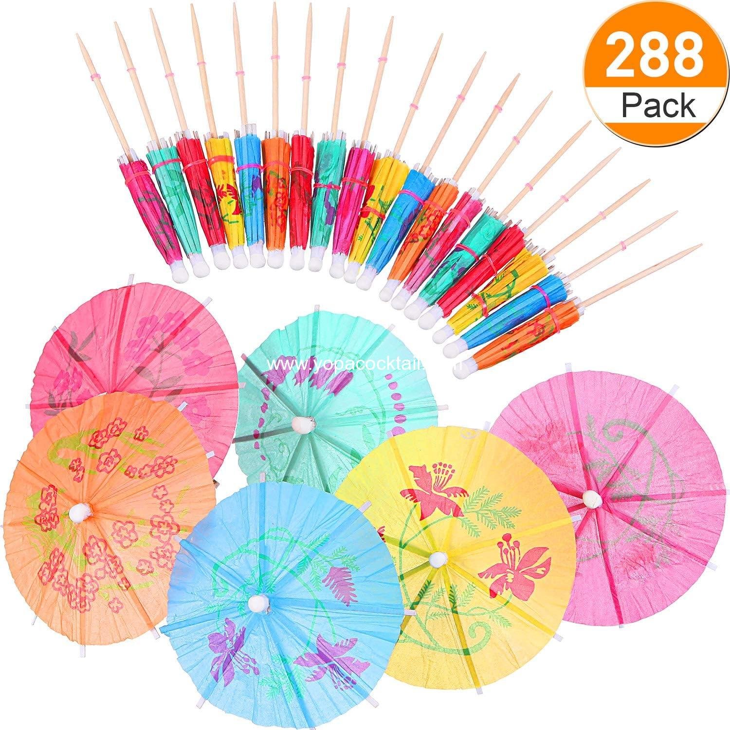 Wholesale 288-piece 4-inch paper cocktail umbrella picks for drinks appetizers tropical parasols bar Hawaiian tiki luau party favors supplier