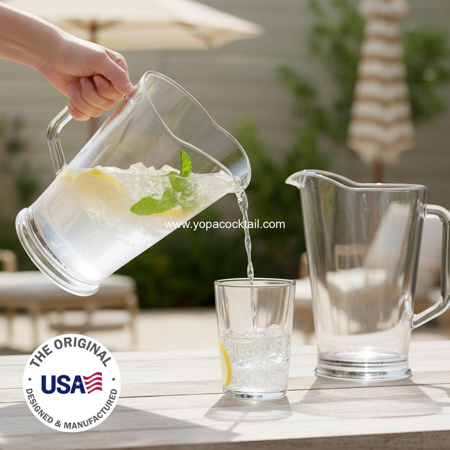 Wholesale 64 oz Bistro Clear Pitcher Set of 2 Reusable BPA-Free Acrylic Beer & Beverage Pitchers for Water Lemonade Juice Soda Indoor Outdoor supplier Wholesale 64 oz Bistro Clear Pitcher Set of 2 Reusable BPA-Free Acrylic Beer & Beverage Pitchers for Water Lemonade Juice Soda Indoor Outdoor supplier