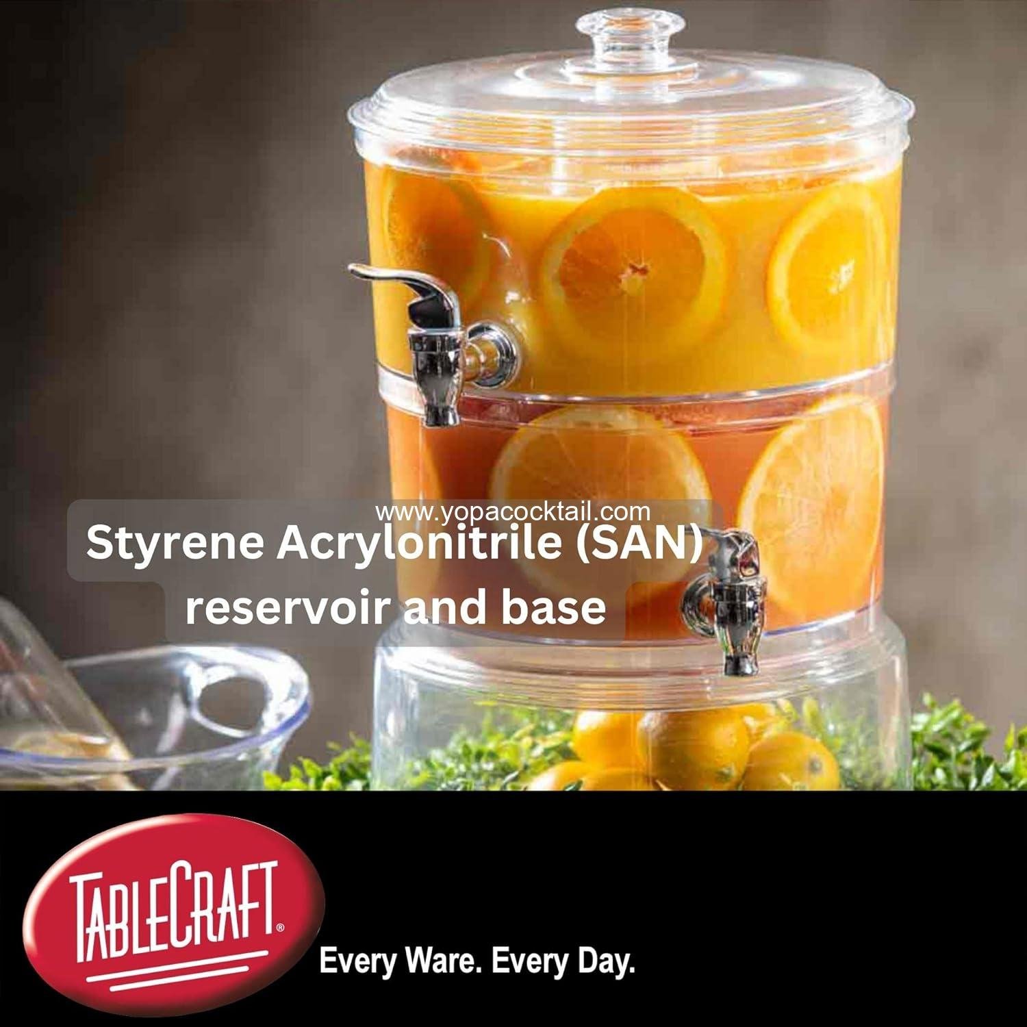 OEM 2-Gallon 2-Tier Beverage Dispenser SAN Styrene Acrylonitrile 12-1/4