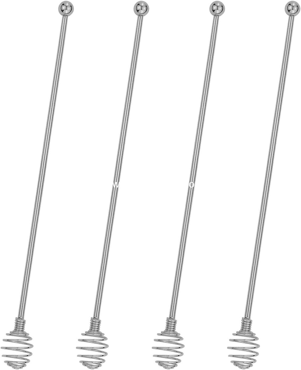 Coffee Stir Sticks,BURLIHOME Stainless Steel Swizzle Sticks 4Pcs Reusable Beverage Stirrers with Honey Shape