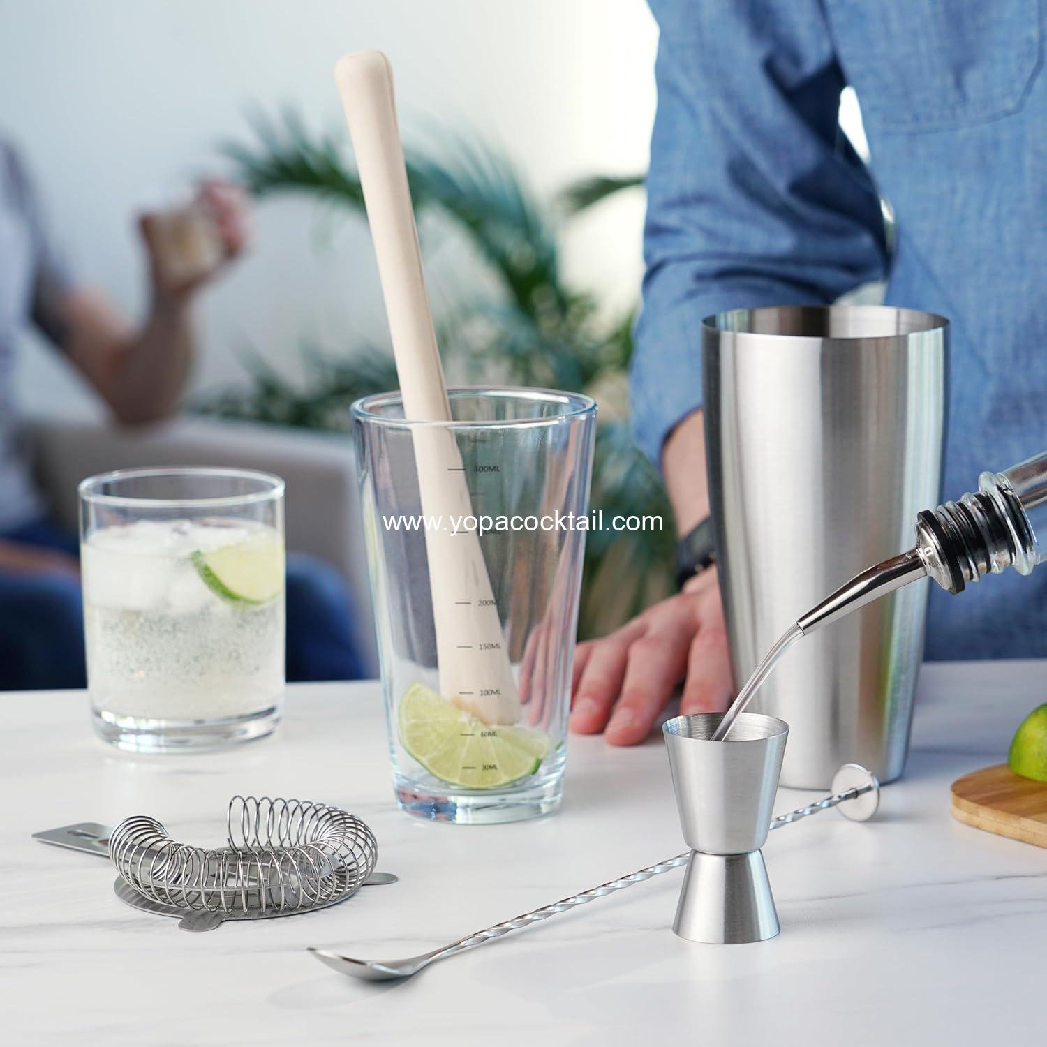 OEM 7-Piece Barware Set for Mixed Drinks and Cold Brew Cocktails Includes Boston Shaker, Mixing Glass, Jigger, Muddler, Strainer, Bar Spoon, and Pour Spout for Home Bar and Bartender Gifts Supplier